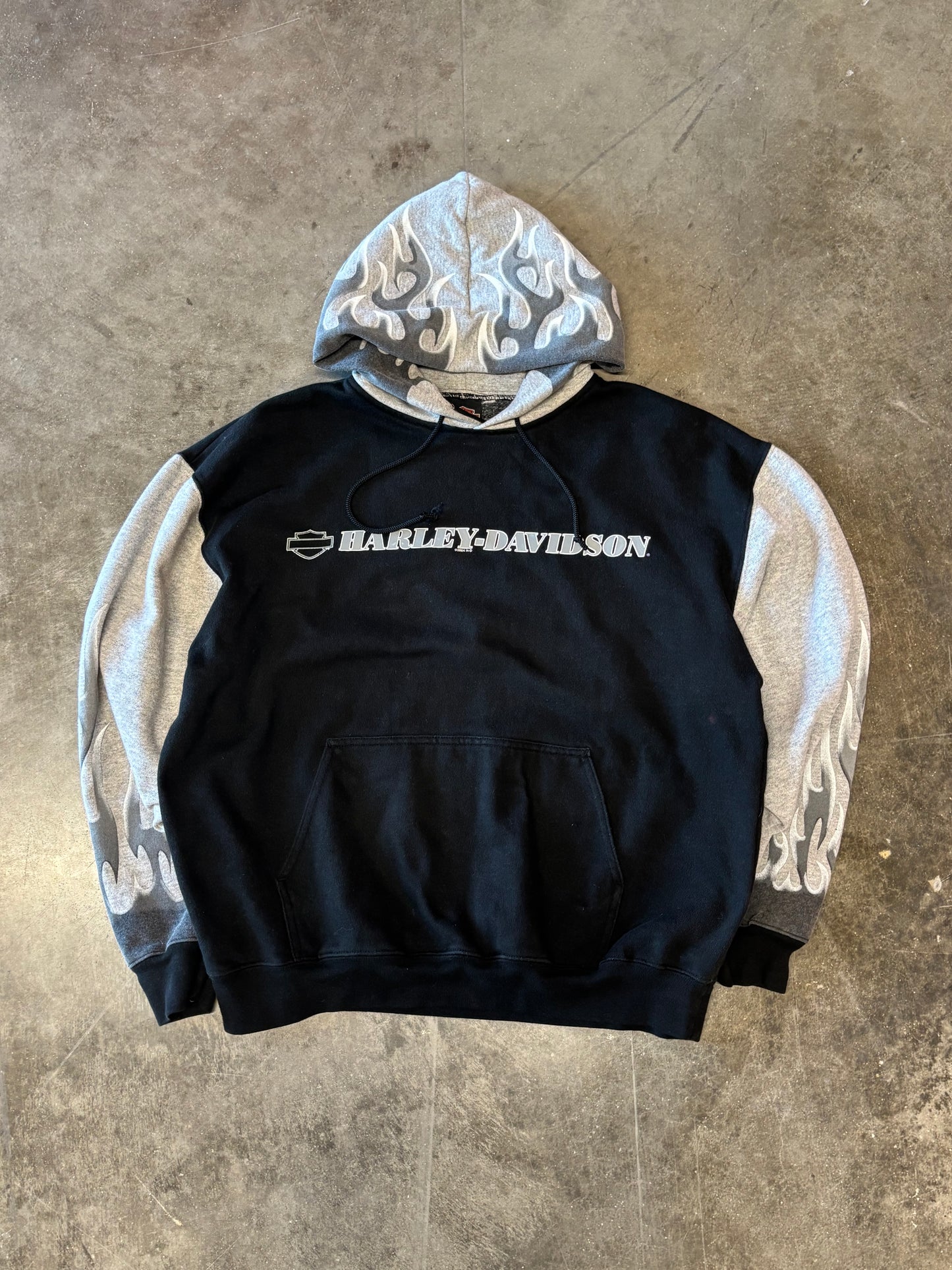Vintage Harley Davidson Grey Flame hoodie size large