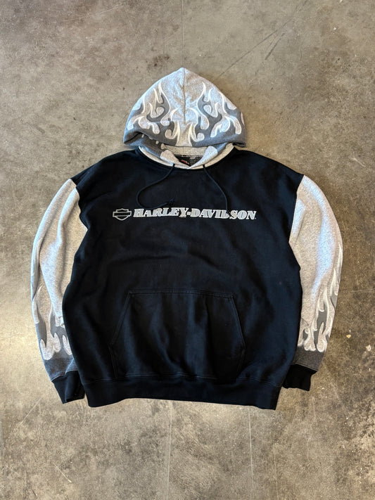Vintage Harley Davidson Grey Flame hoodie size large