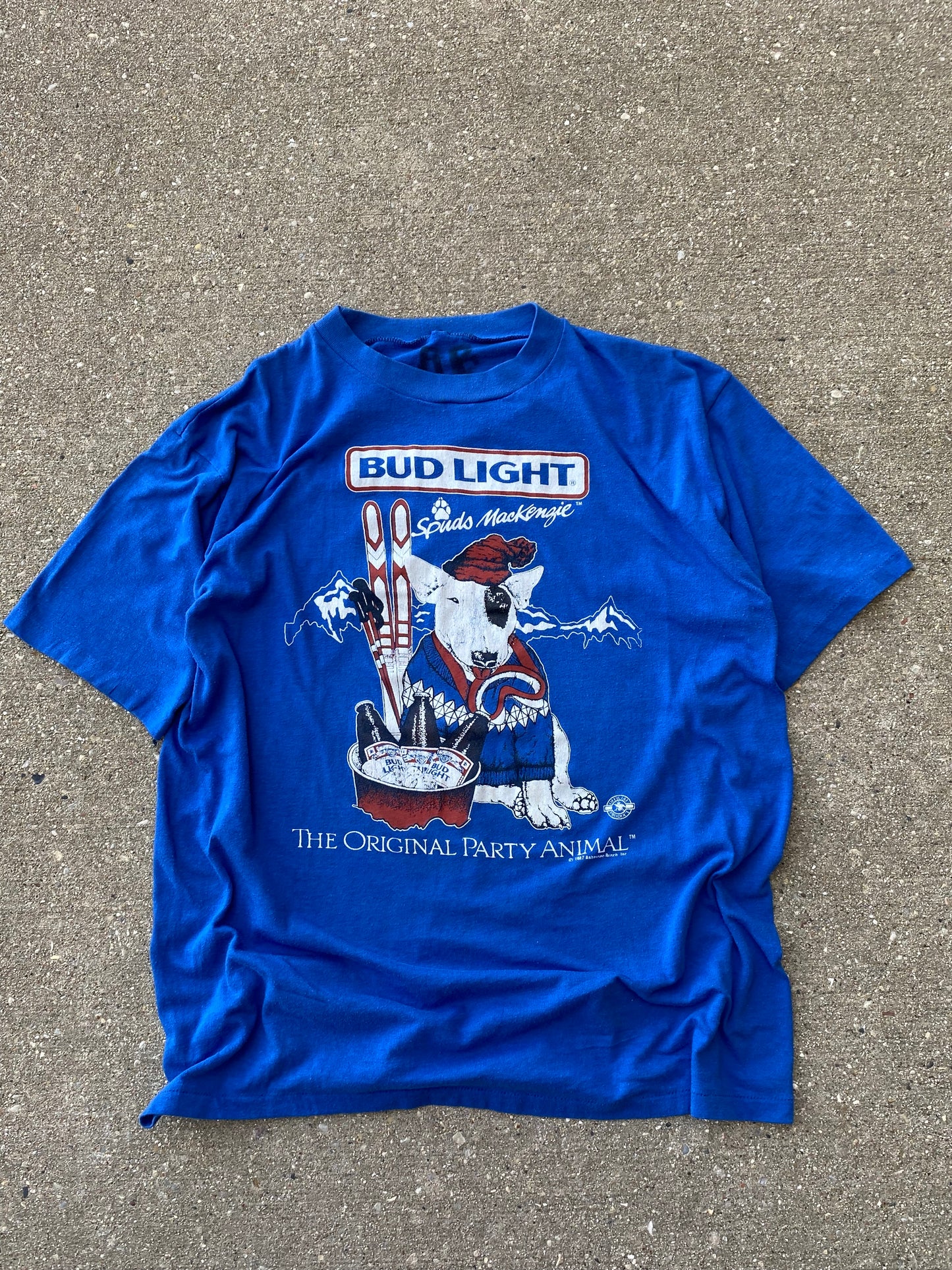 Vintage 80’s Spuds Mackenzie Bud Light Skiing shirt Size Large