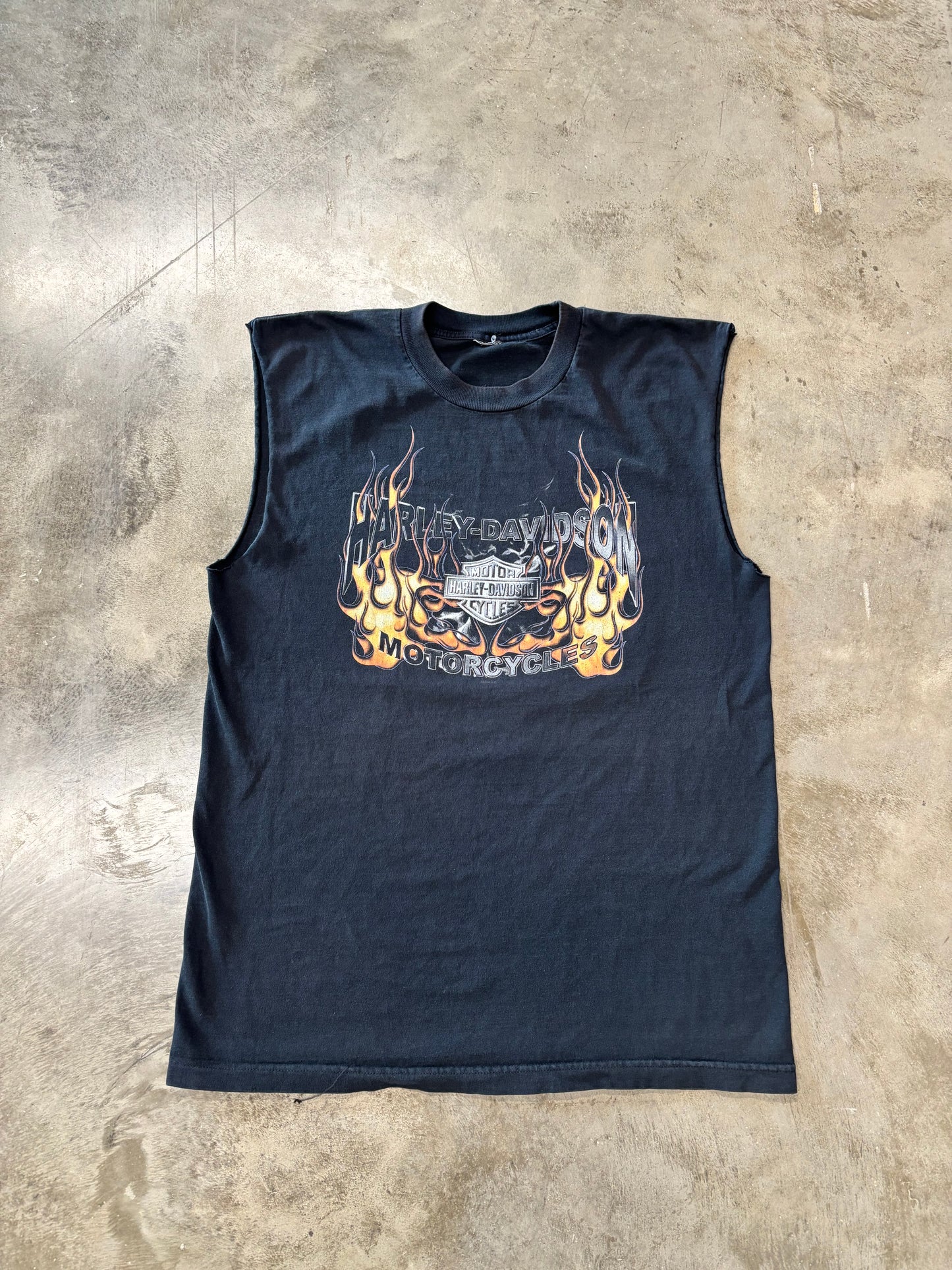 Vintage Harley Davidson Flame Mn chopped shirt size large