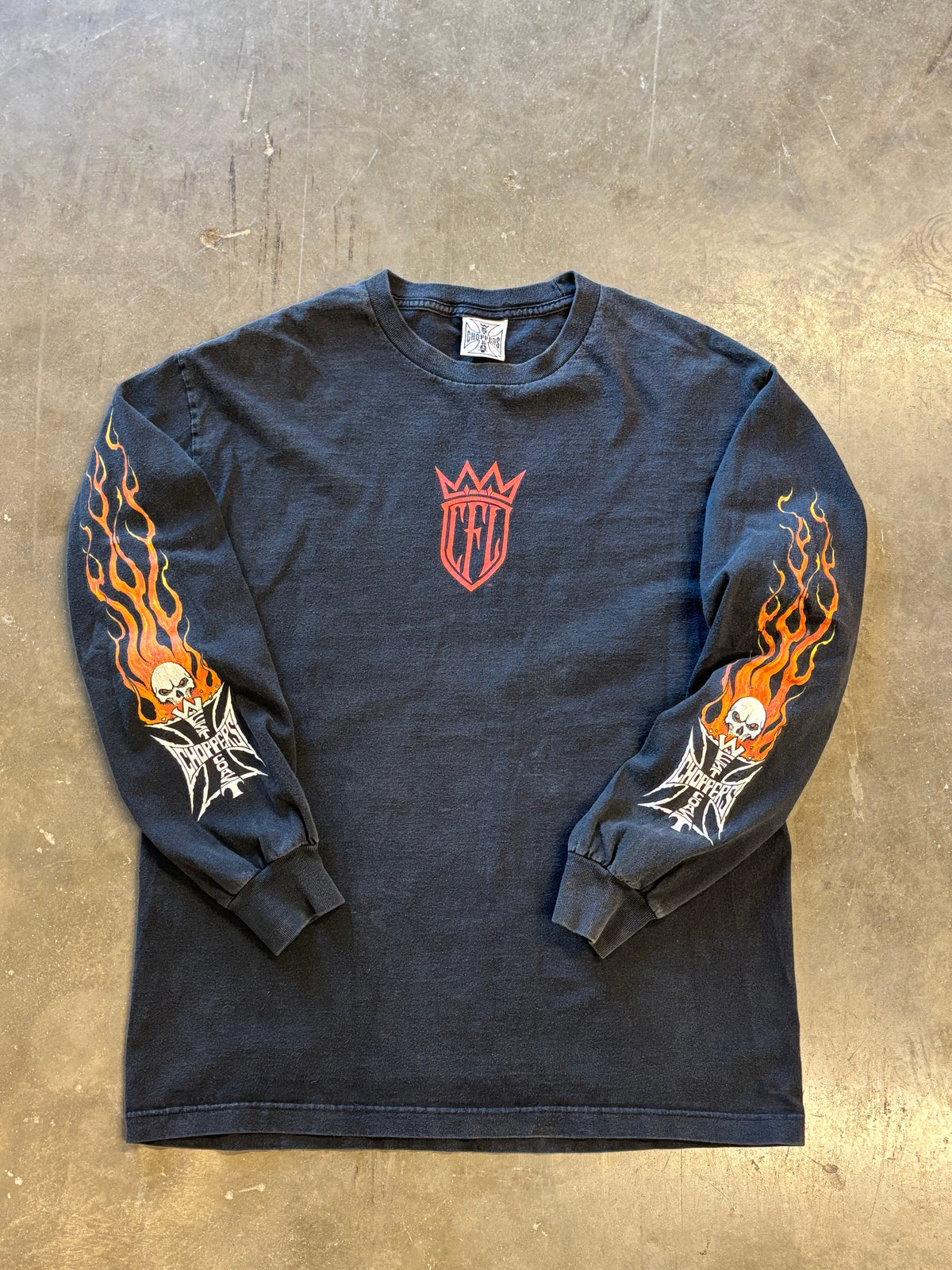 Vintage WCC Flaming skull long sleeve size large