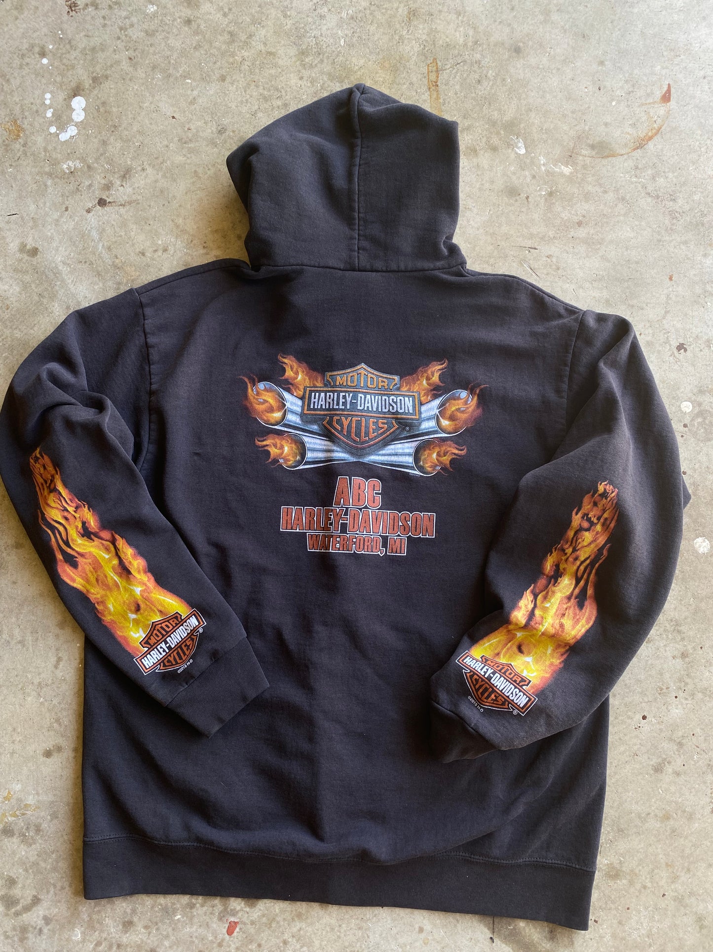 Harley Davidson flame zip up hoodie size extra large