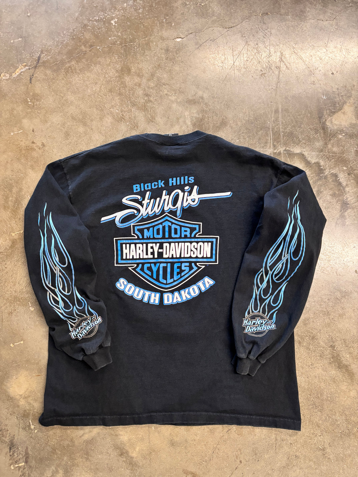 Vintage Harley Davidson Blue Flame long sleeve size large
