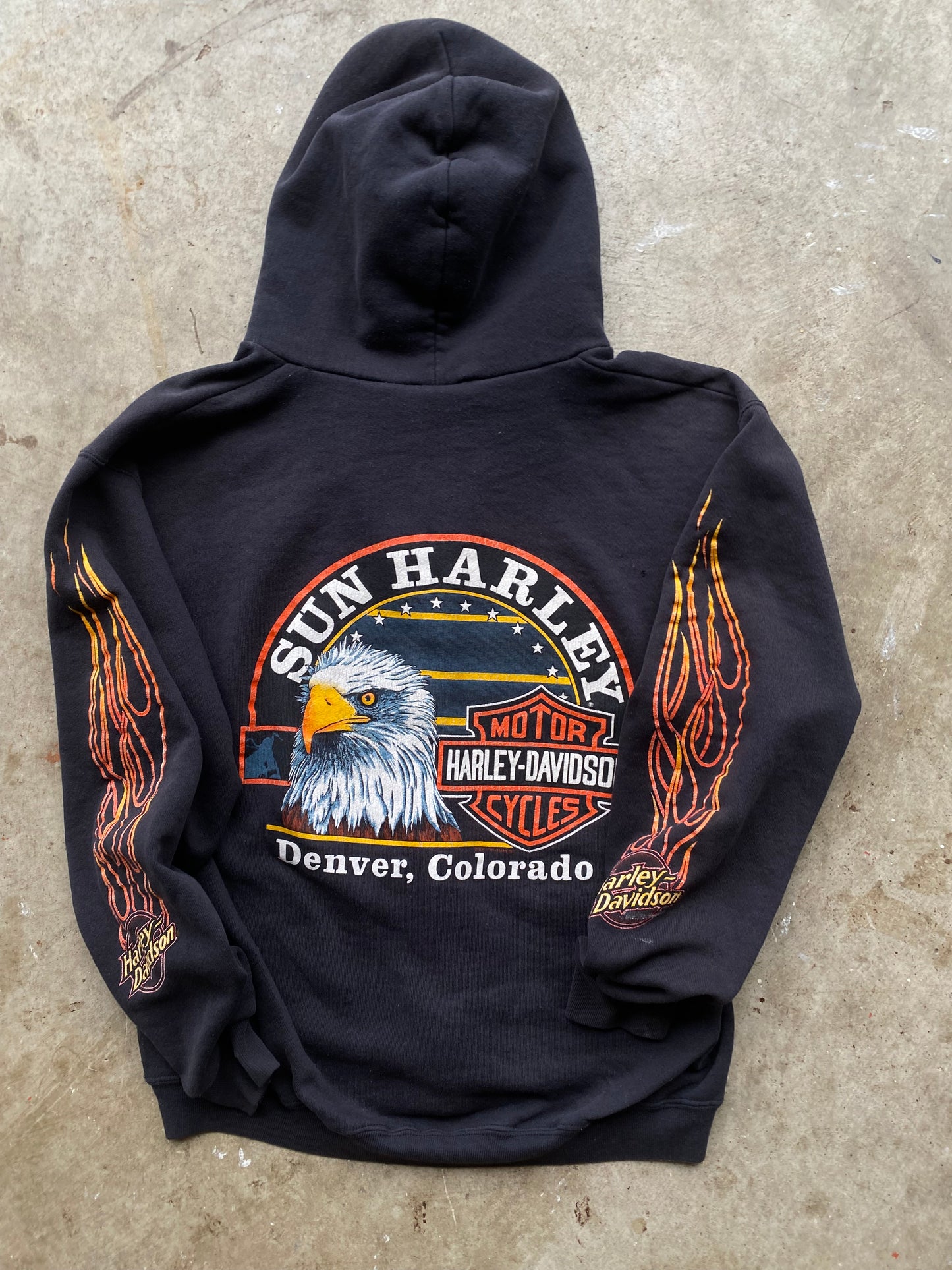 Vintage Harley Davidson Flame logo zip up hoodie size large (read description)