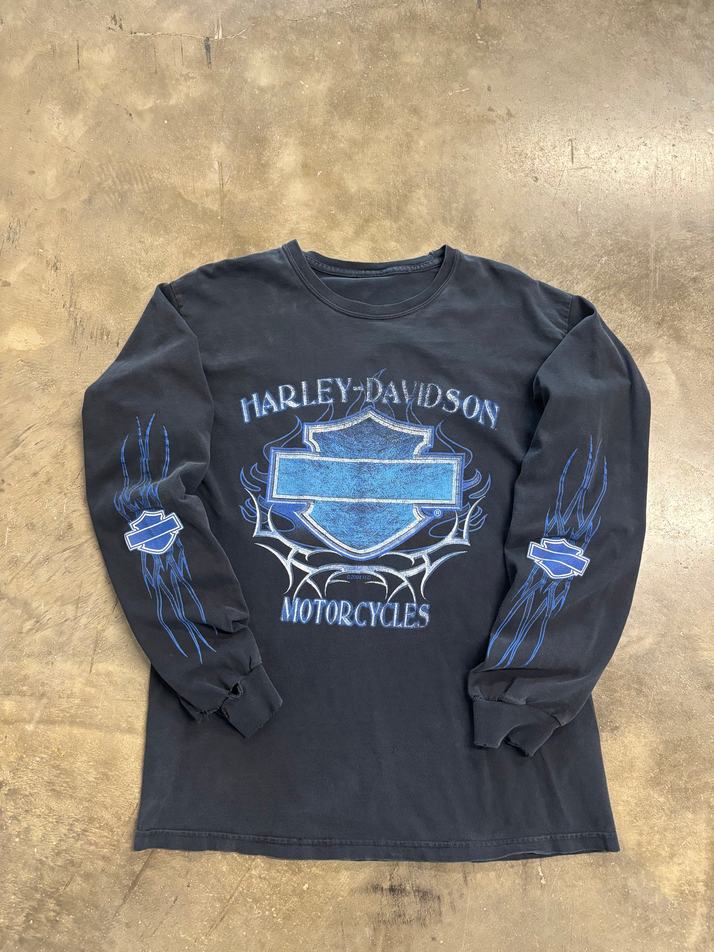 Vintage Harley Davidson Blue Flame long sleeve size medium