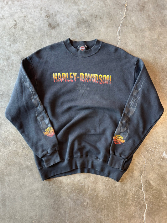 Vintage Harley Davidson flame sleeve sweatshirt size medium