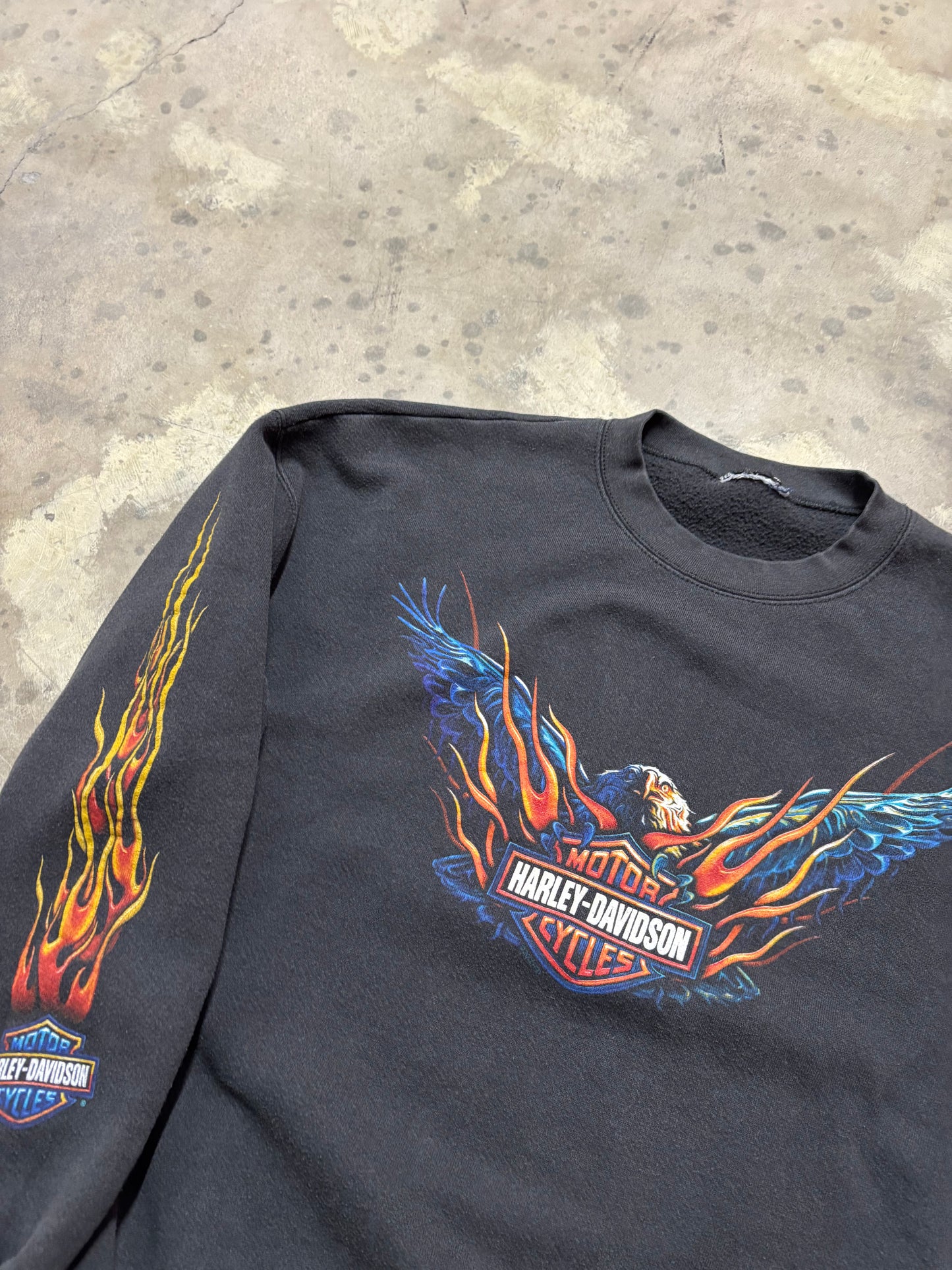 Vintage Harley Davidson flame sleeve Crewneck size XL