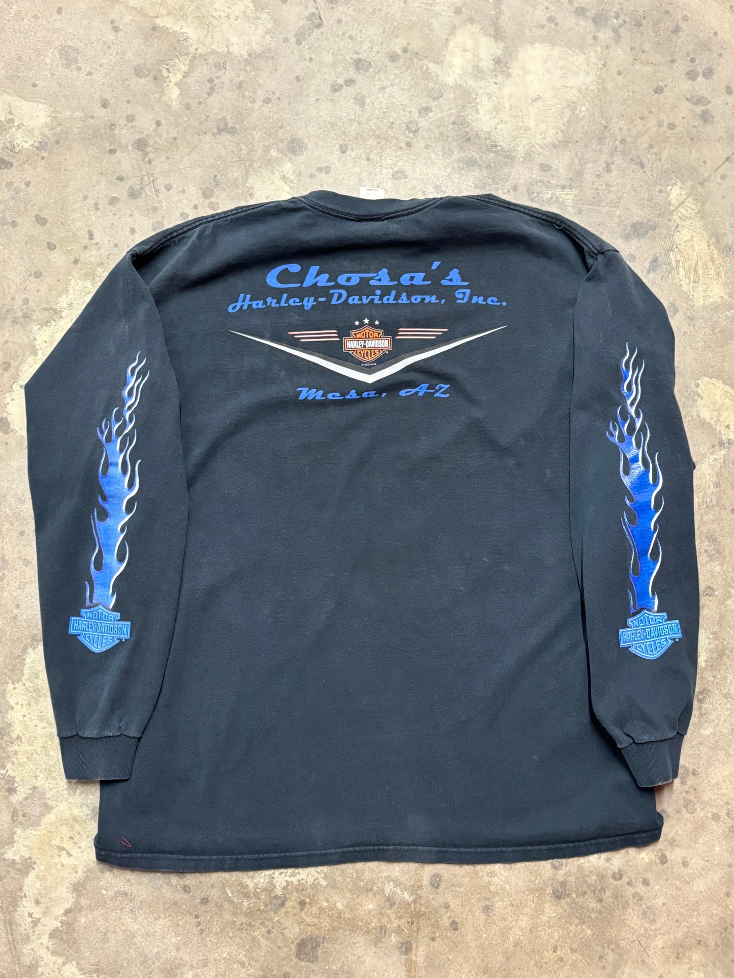 Vintage Harley Davison Blue Flame long sleeve size xxl