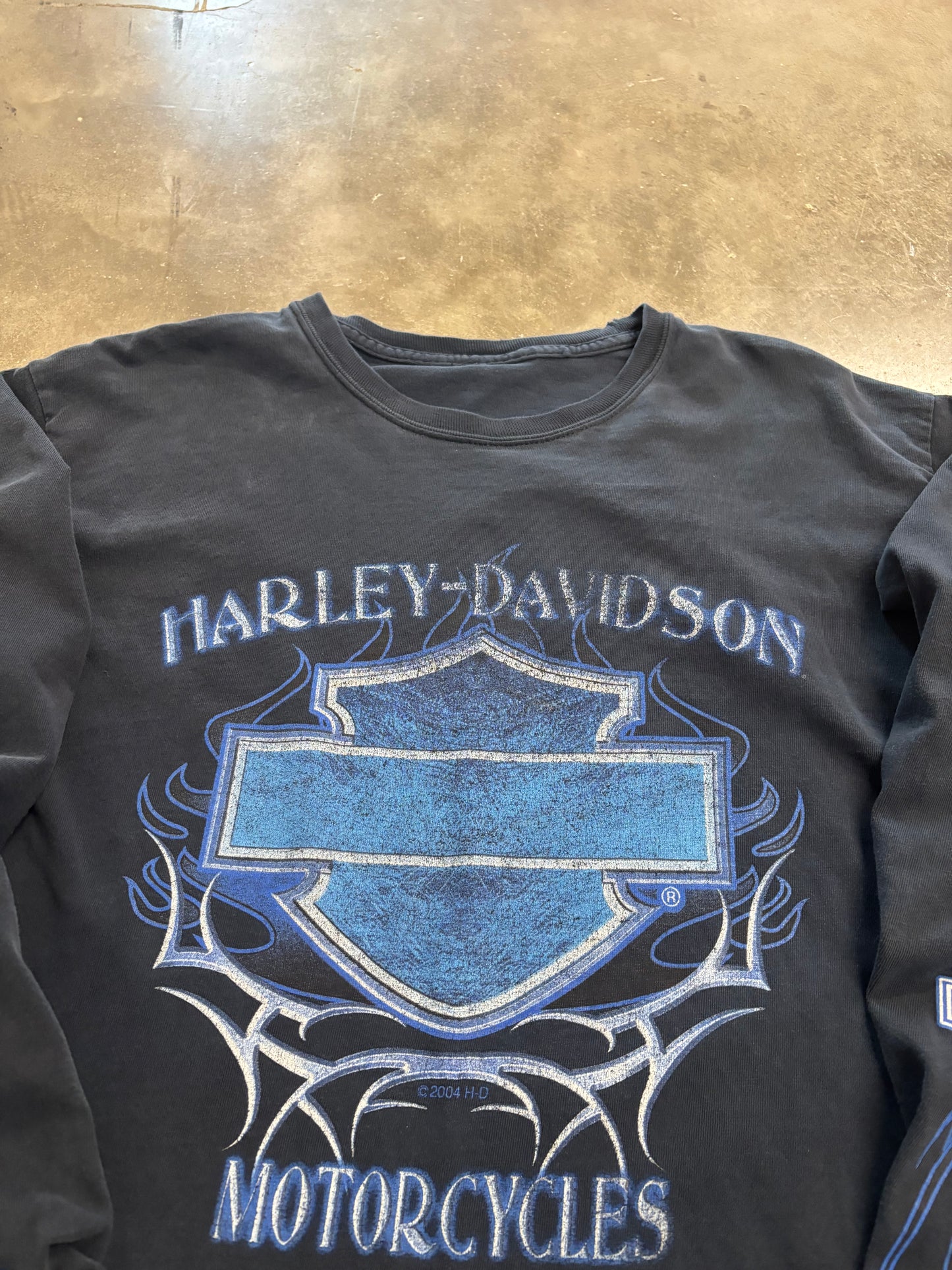 Vintage Harley Davidson Blue Flame long sleeve size medium