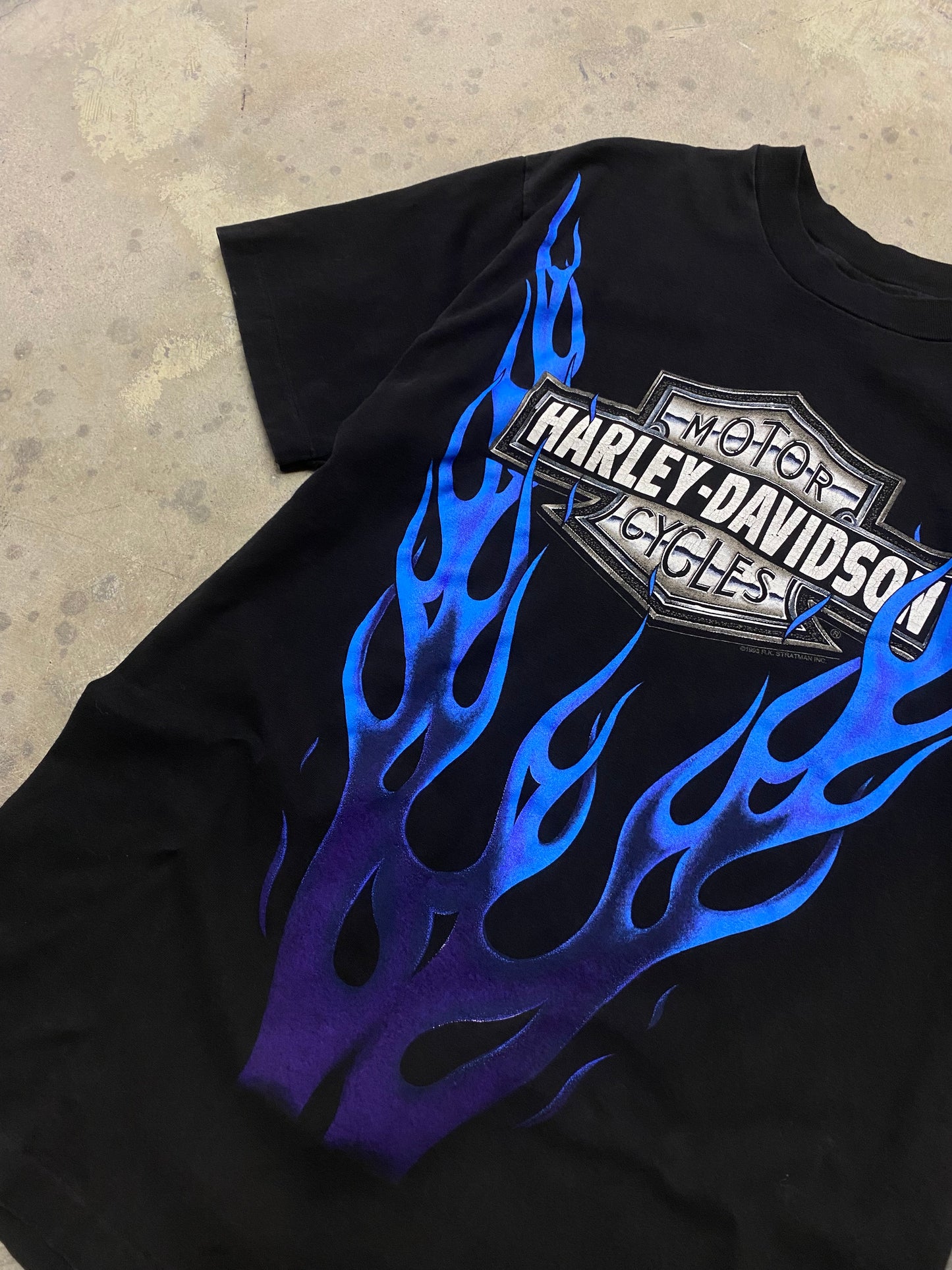 Vintage Harley Davidson Rising Blue Flame shirt size medium