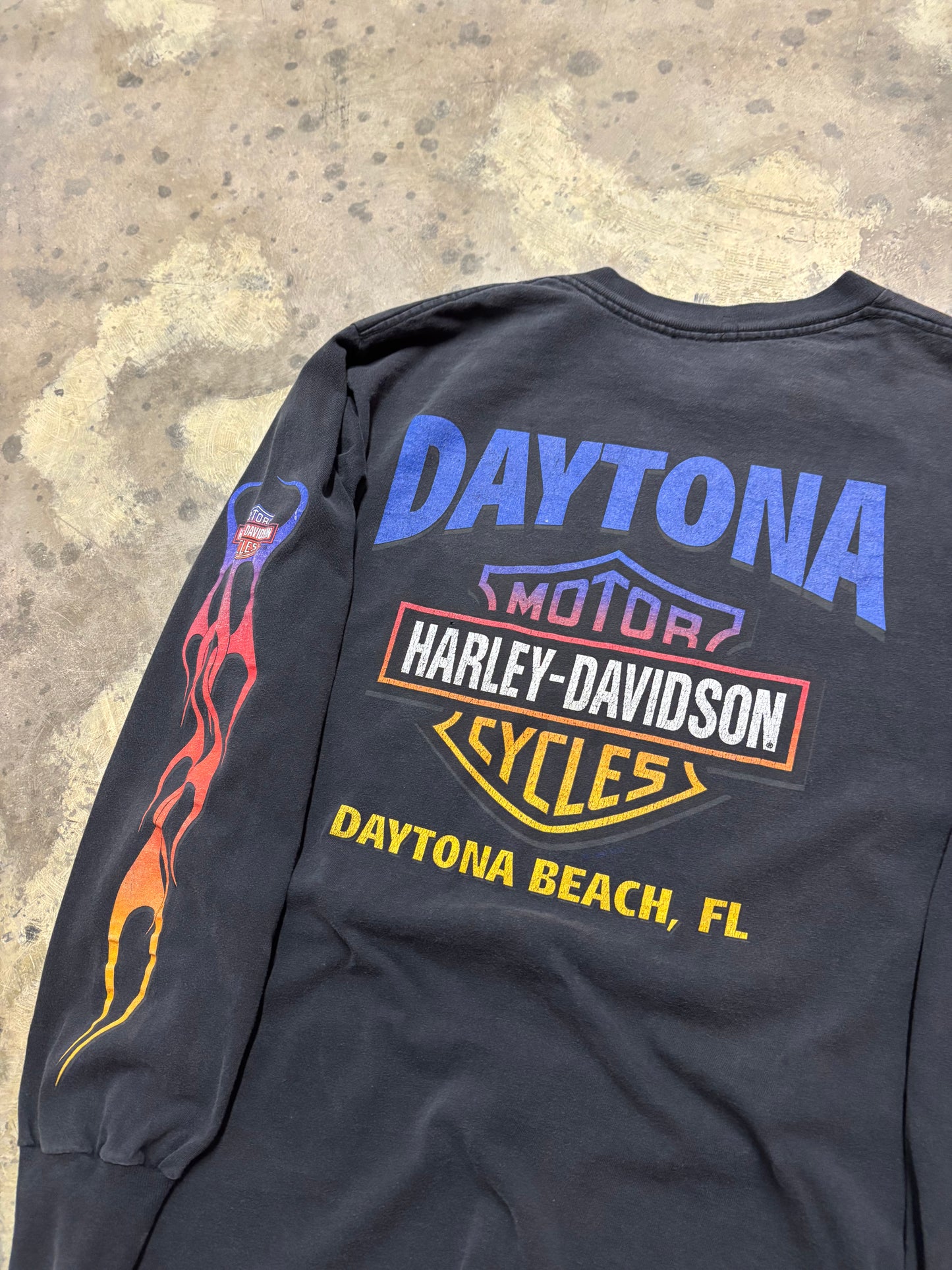Vintage Harley Davidson Bike Week flame long sleeve shirt size Large