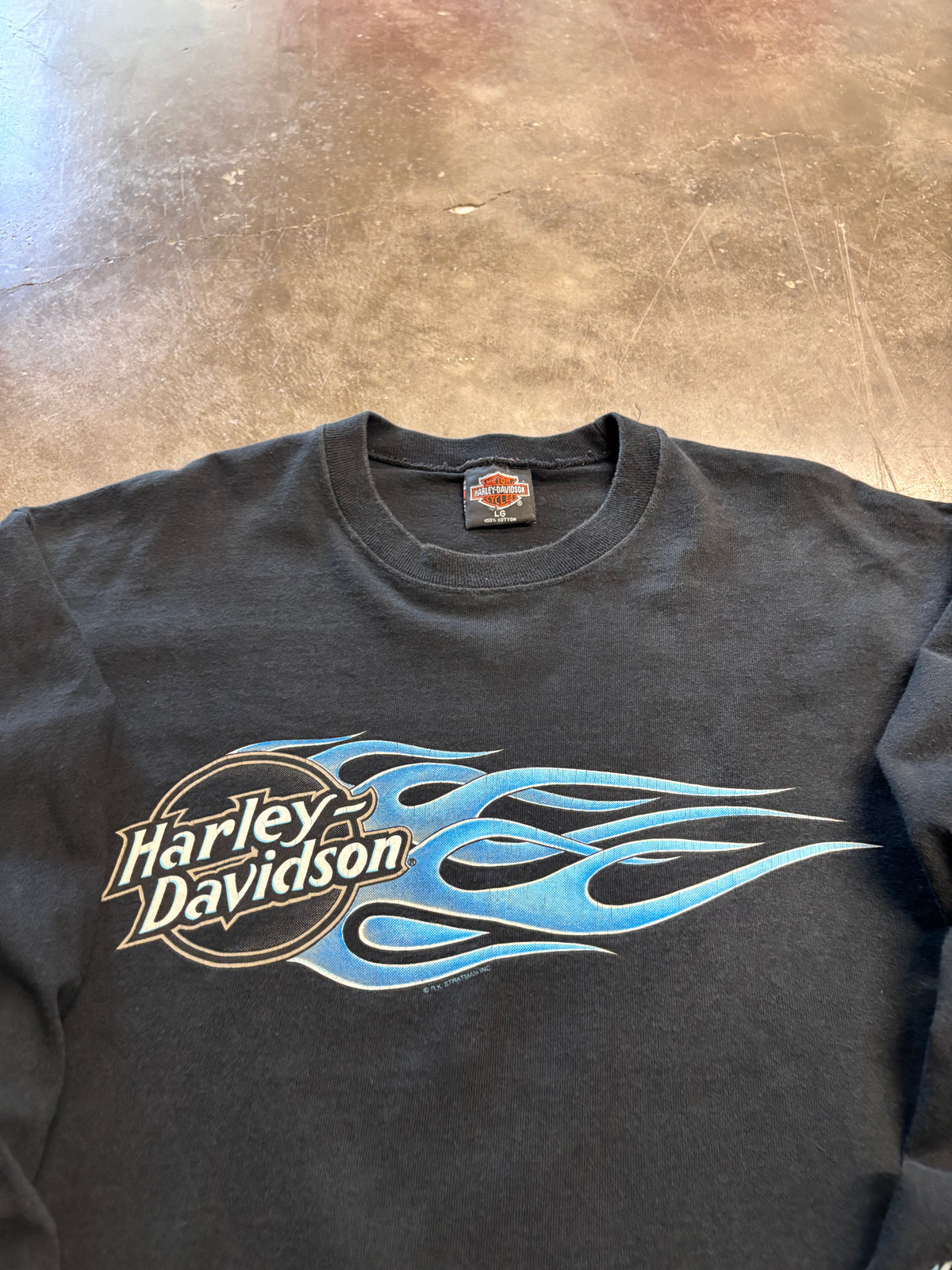 Vintage Harley Davidson Blue Flame long sleeve size large
