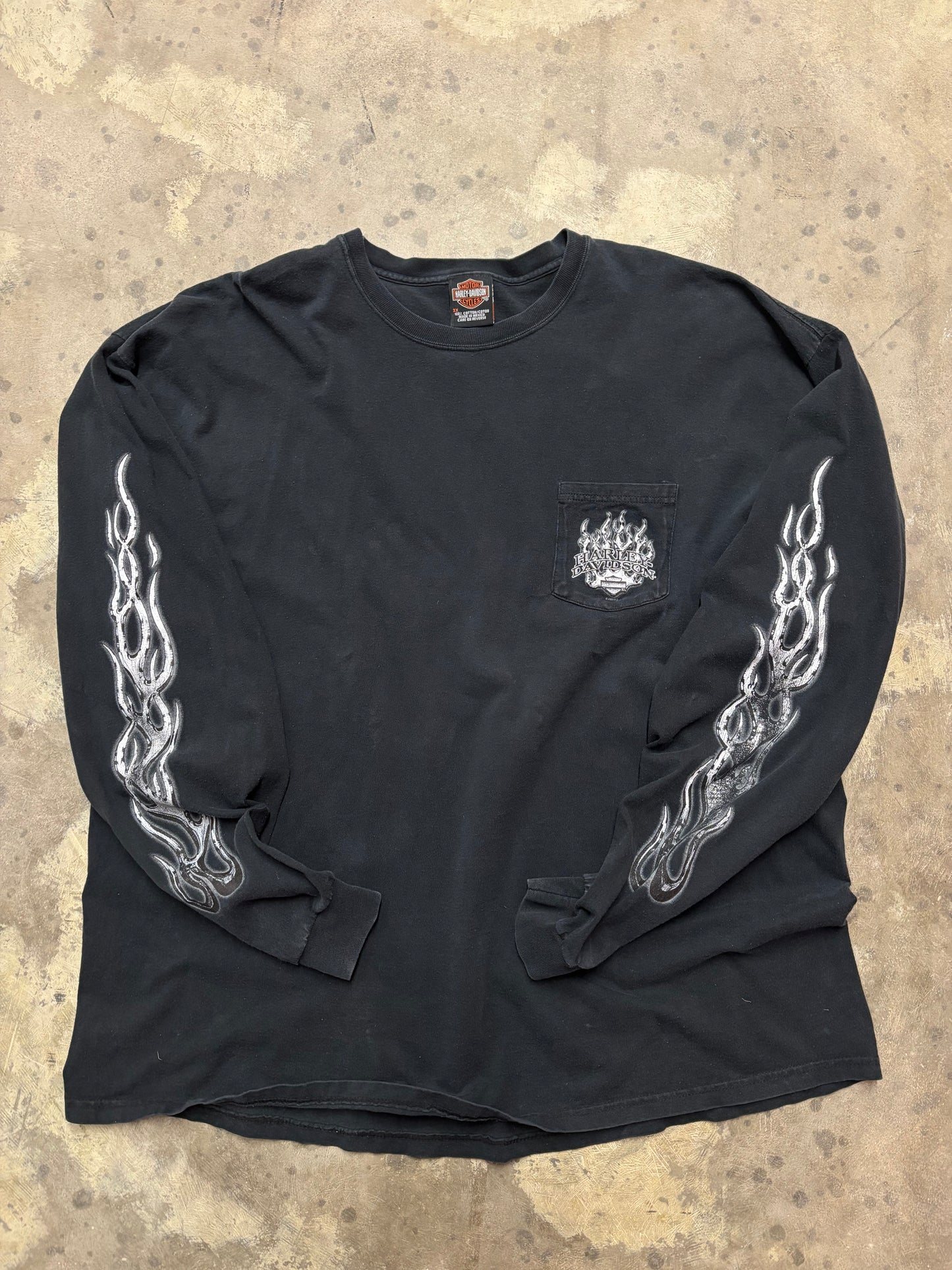 Vintage Chrome Harley Davidson flame long sleeve size 3X