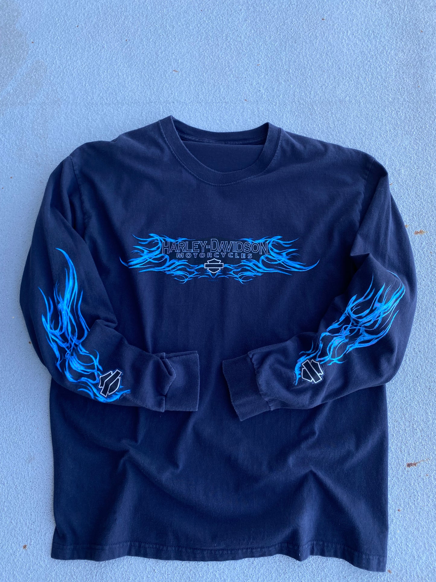 Harley blue flame long sleeve size large