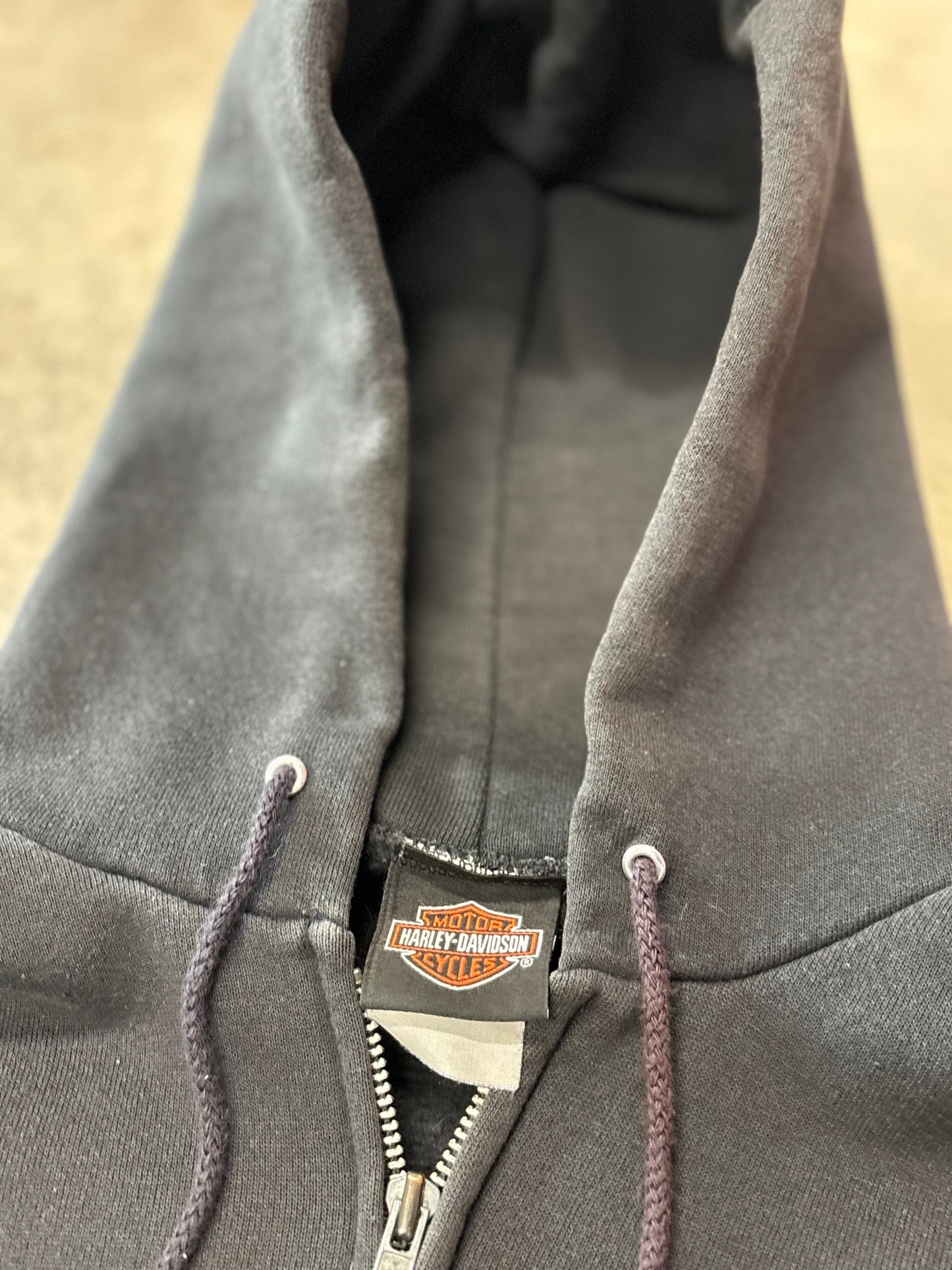 Vintage Harley Davidson Blue shield flame zip up hoodie size xl