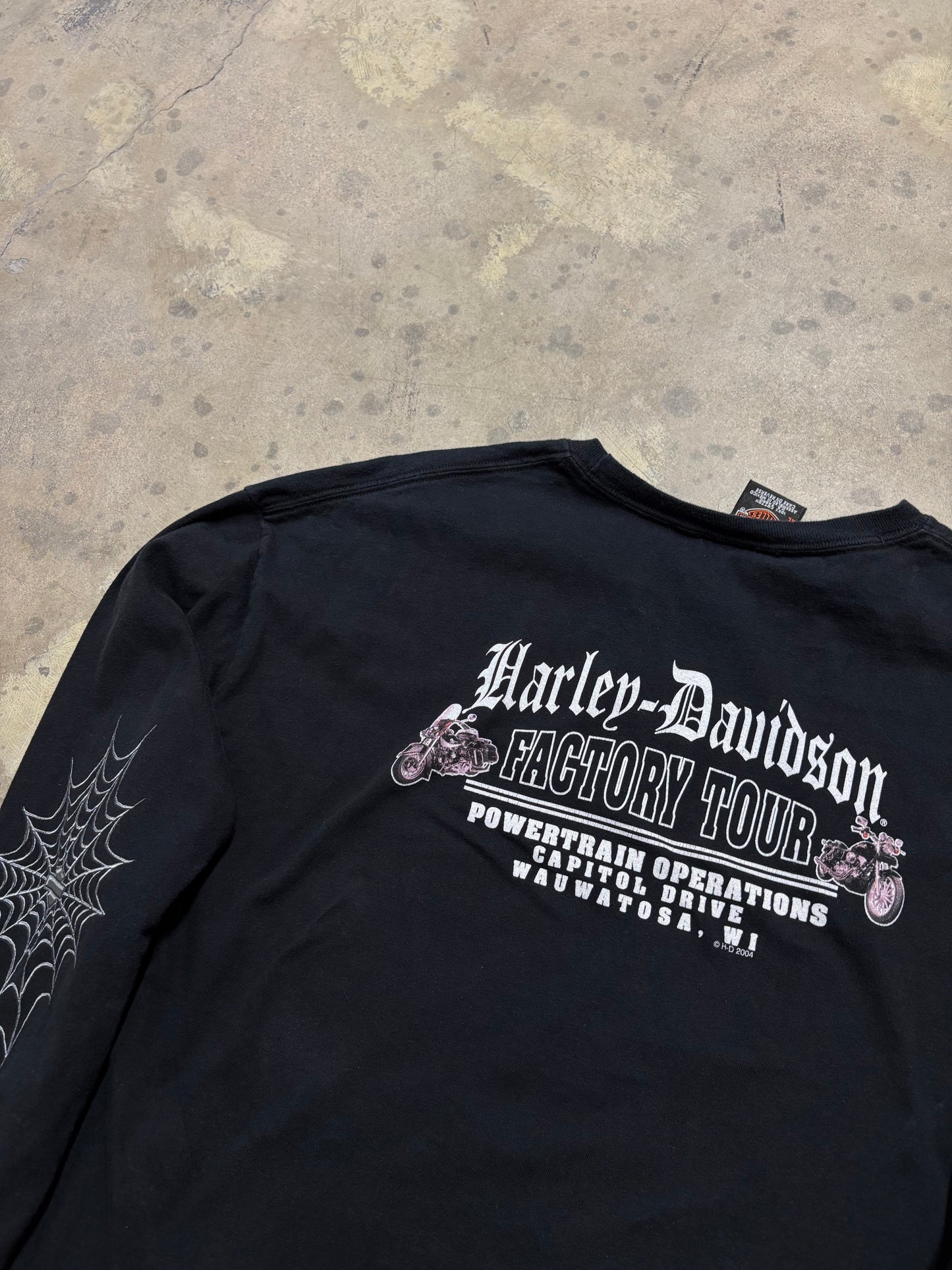 Vintage Harley Davidson budget spider web long sleeve shirt size XL