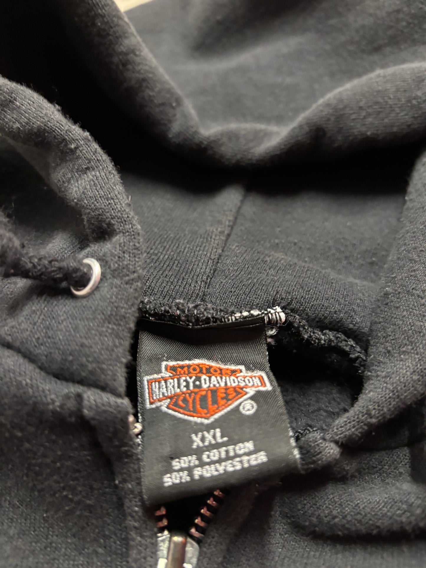 Vintage Harley Davidson flame sleeve zip up hoodie size XXL