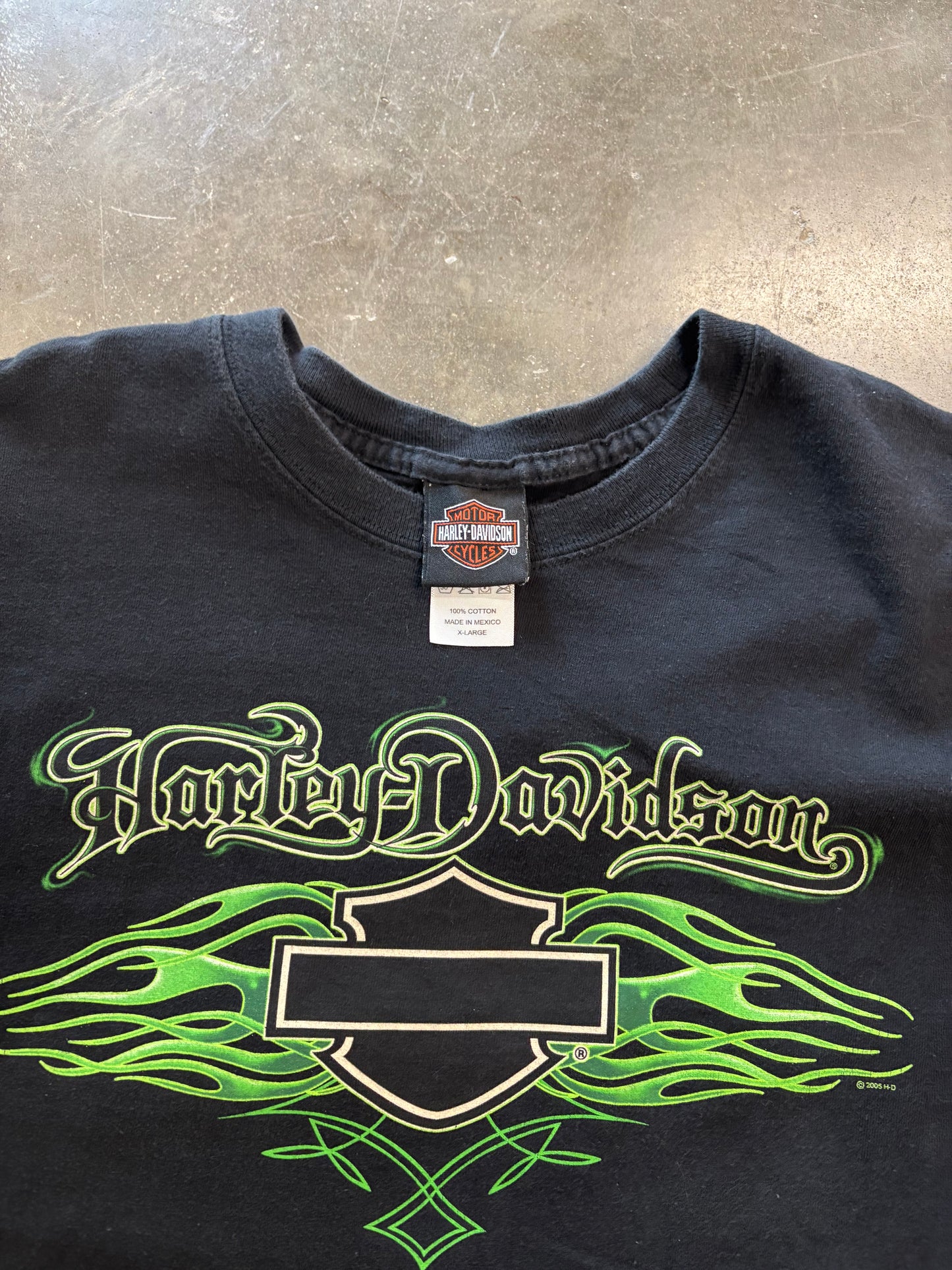 Vintage Harley Davidson Green Flame long sleeve size XL