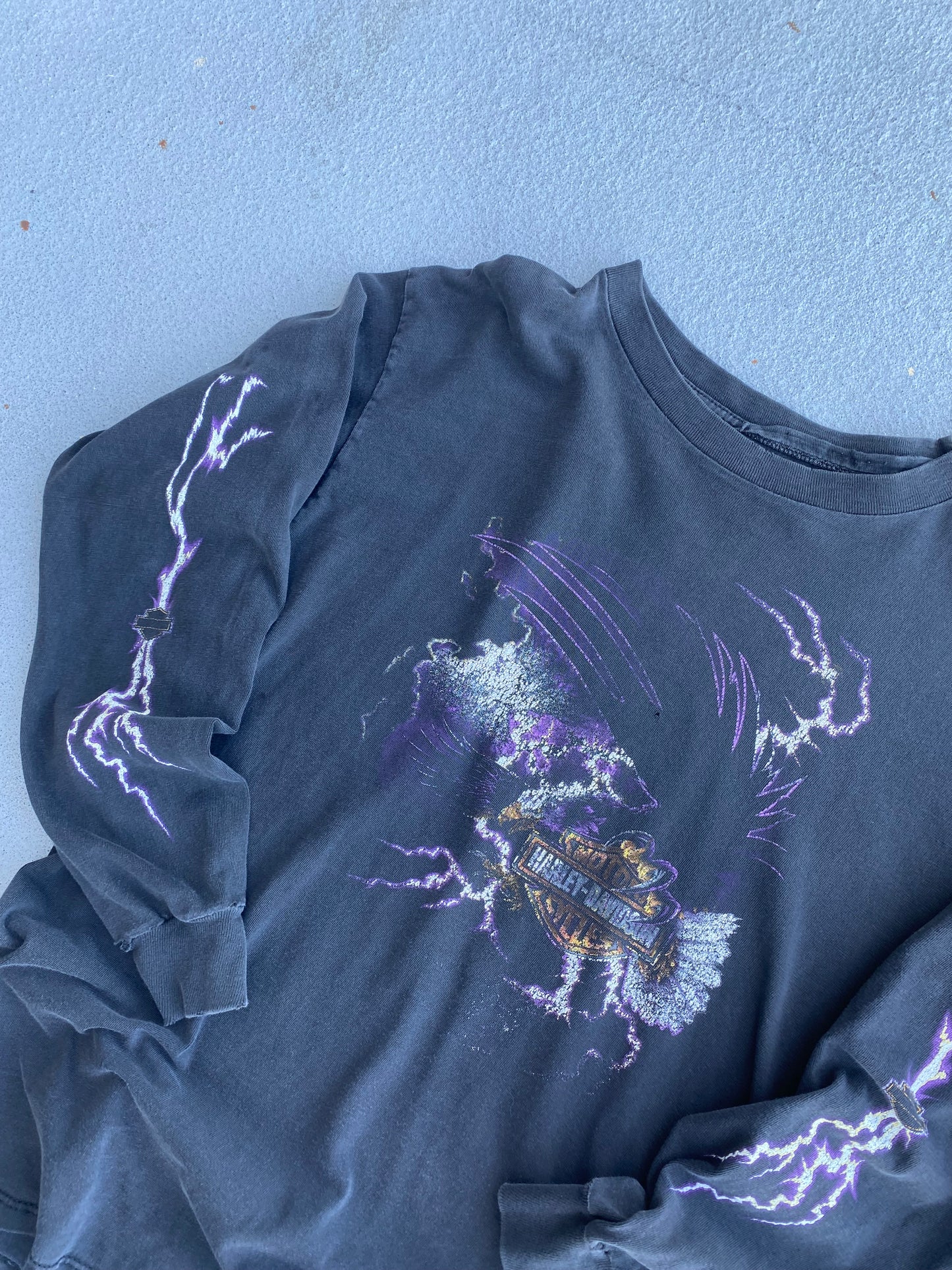 Vintage Harley Davidson Lightning Print Eagle long sleeve shirt size XL