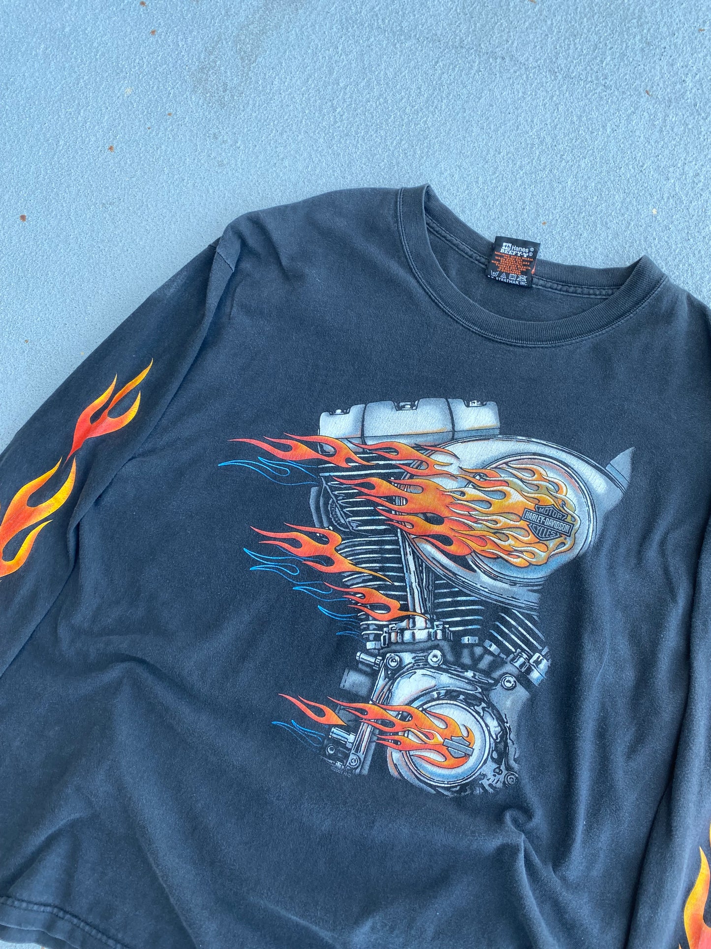Vintage Harley Davidson Flame Shovel-head Long sleeve Size Large