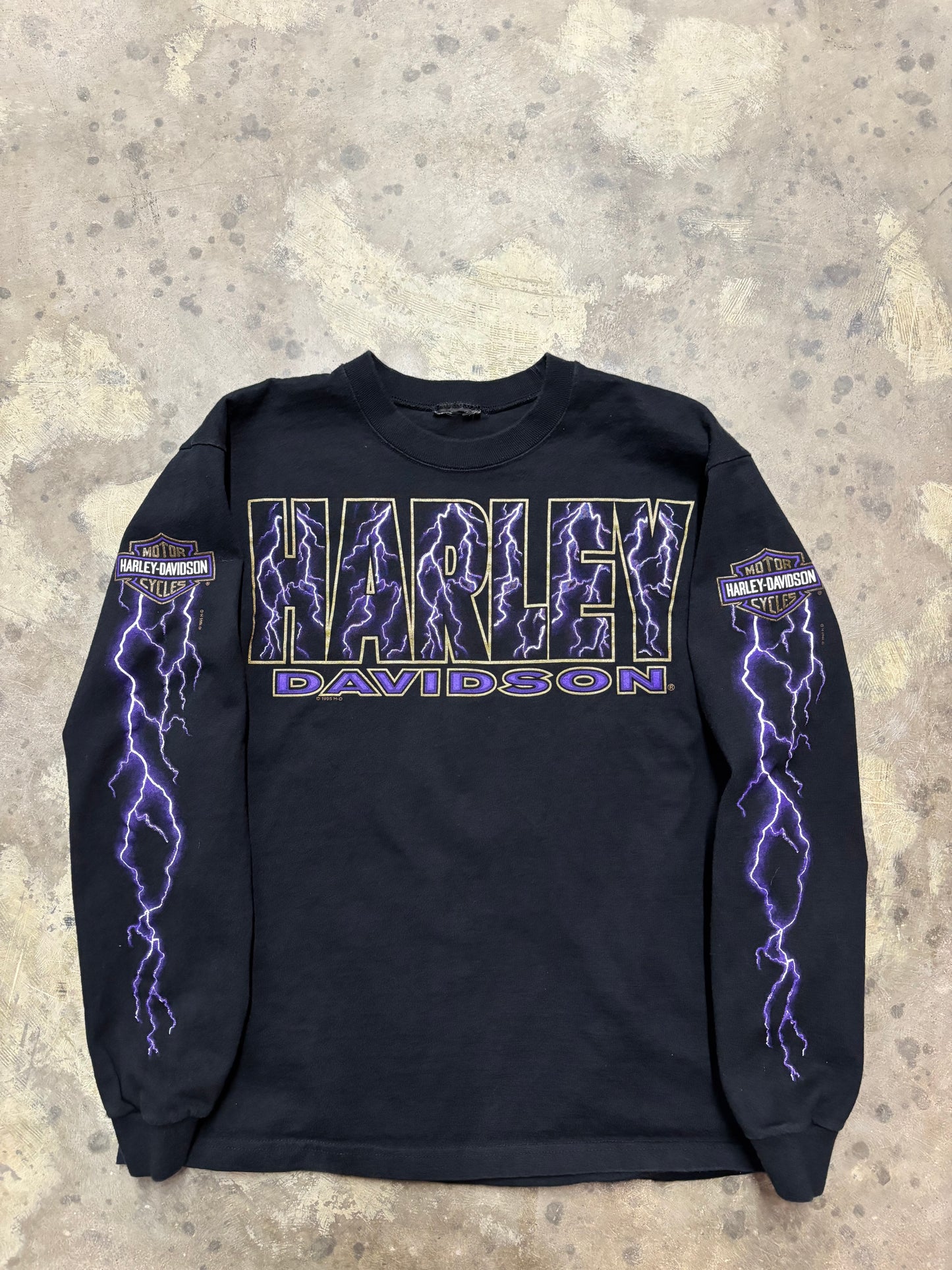 Vintage Harley Davidson purple lightening long sleeve shirt size large