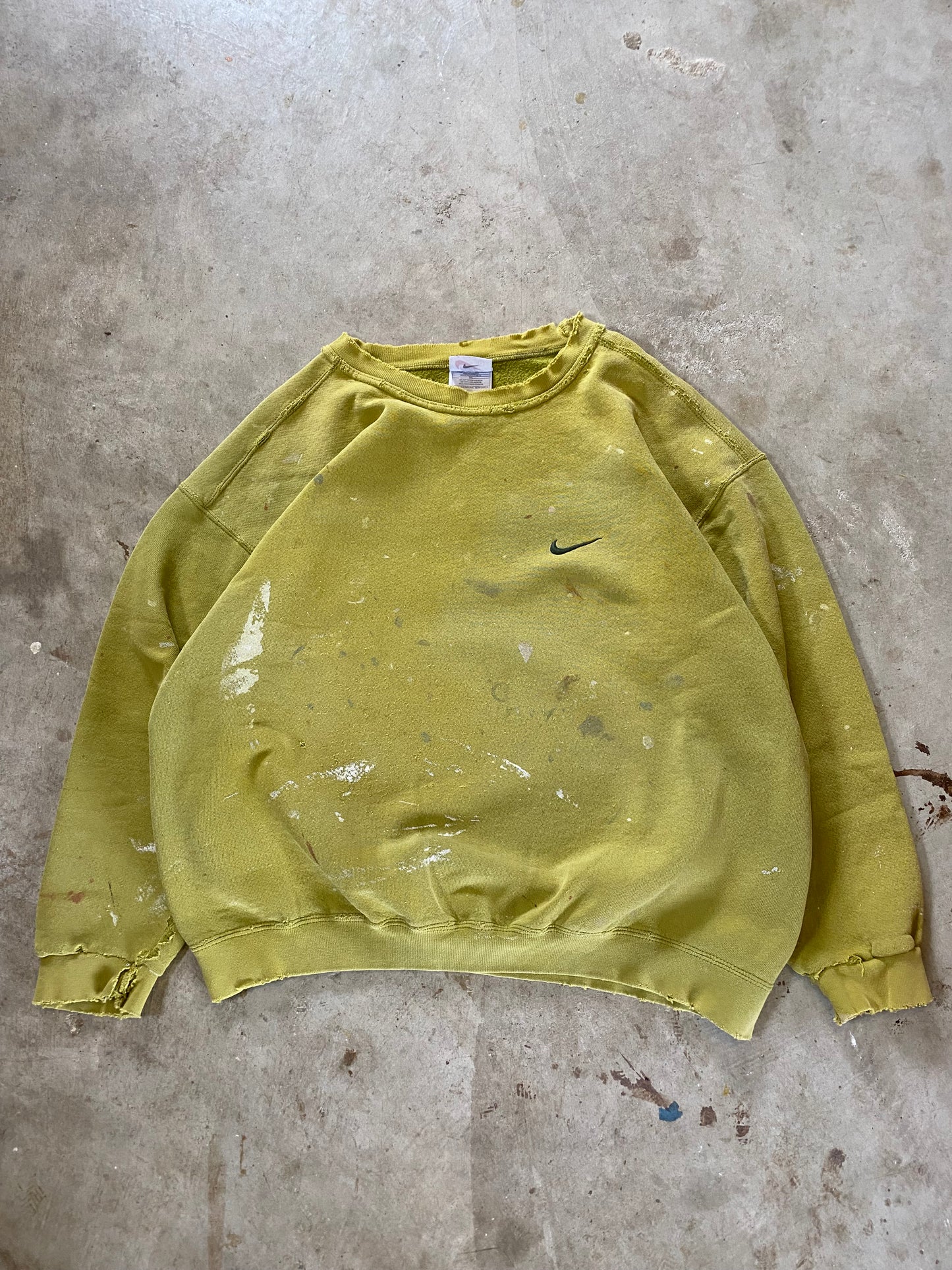 Vintage Thrashed Paint Splattered Nike Earth Tone Sweatshirt Size Large