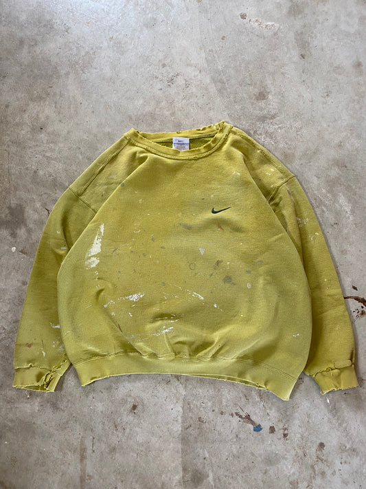 Vintage Thrashed Paint Splattered Nike Earth Tone Sweatshirt Size Large