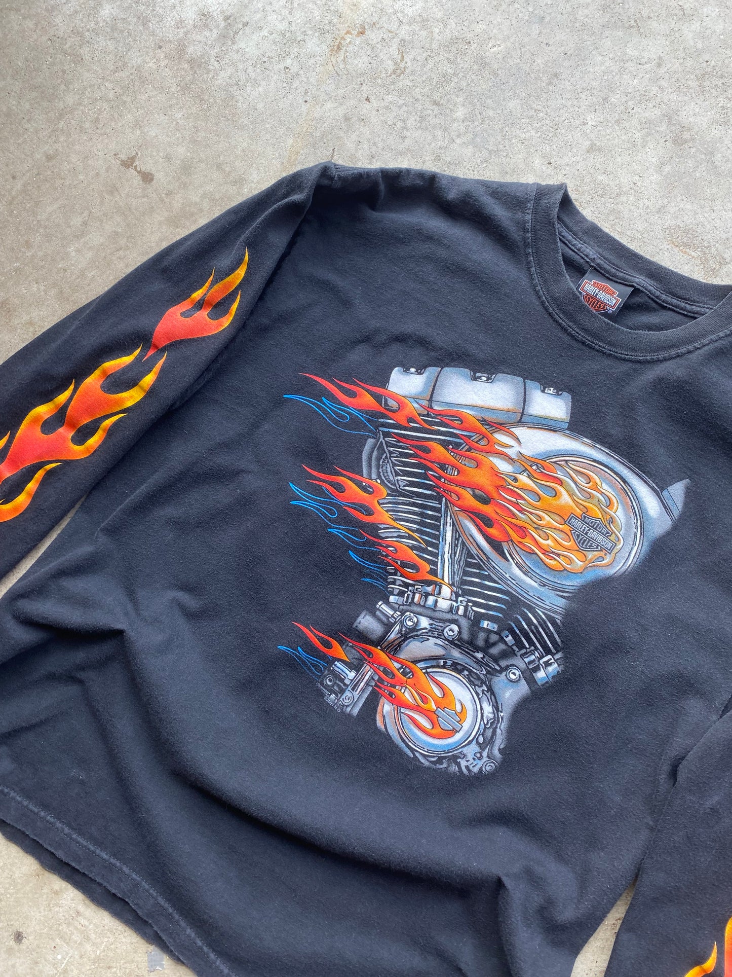 Vintage Harley Davidson Flaming Shovelhead long sleeve shirt size large