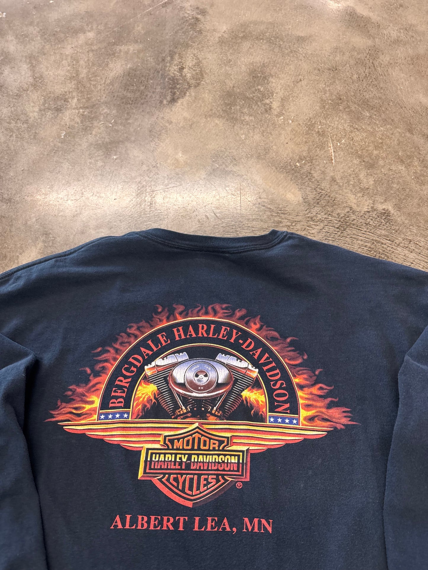 Vintage Harley Davidson Blue flame long sleeve size xl