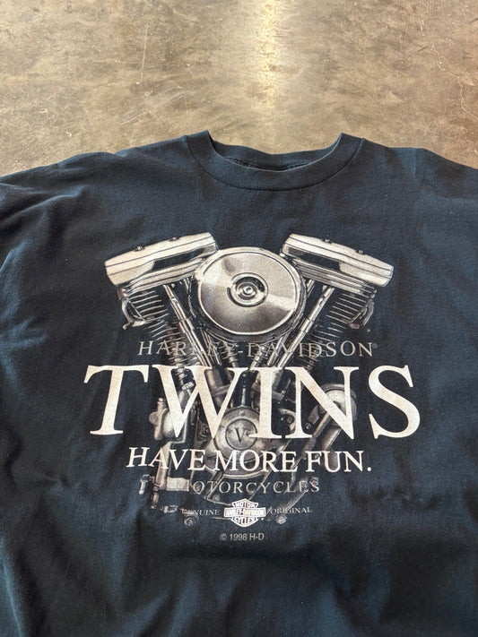 Vintage Harley Davidson twins have more fun shirt size xl