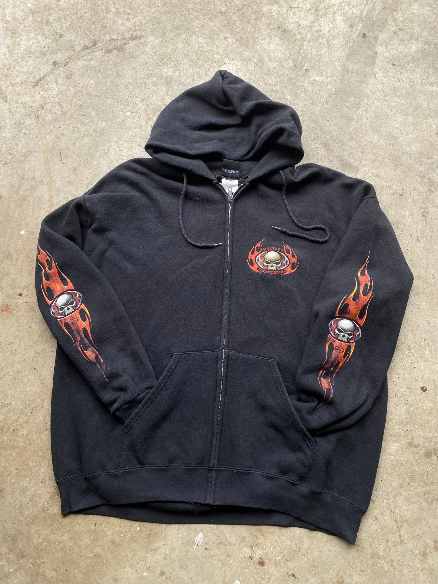 Vintage Harley Davidson Skull zip up hoodie size 2XL