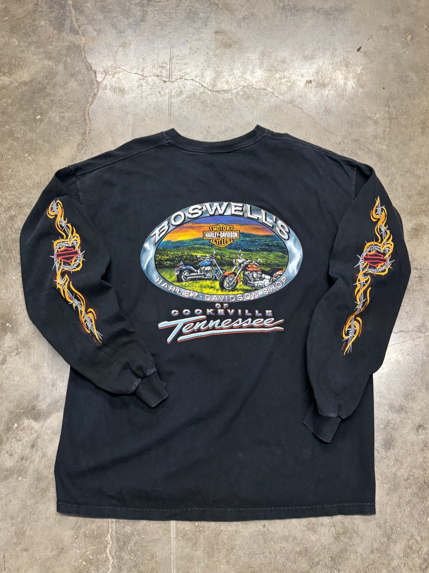 Vintage Harley Davidson barb wired long sleeve size xl