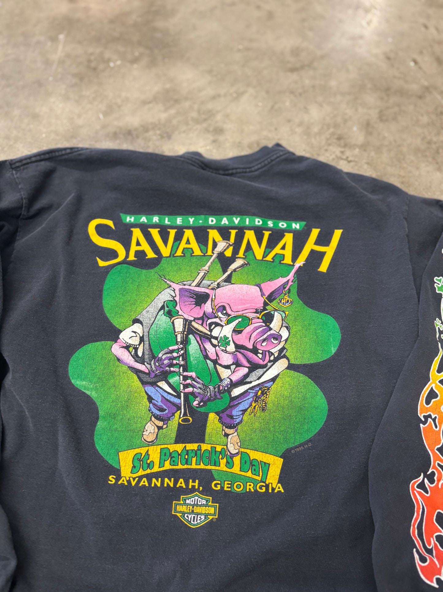 Vintage shamrock Harley long sleeve size large