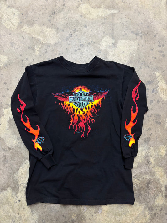 Vintage Harley Davidson flame crest long sleeve shirt size medium
