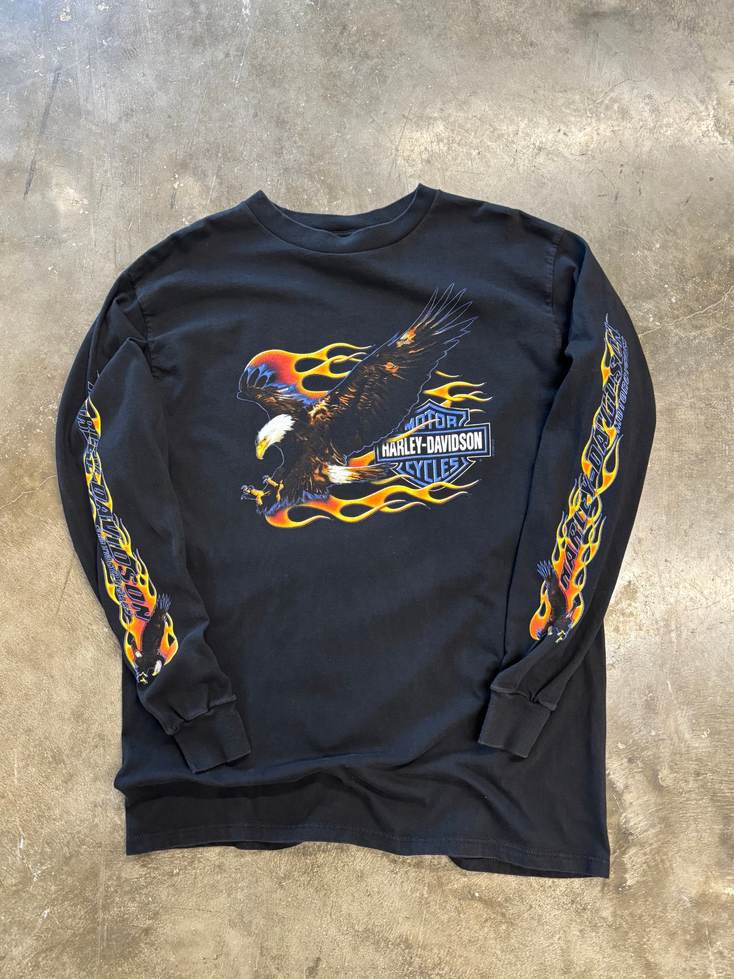Vintage Harley Davidson Flaming Eagle long sleeve size xl