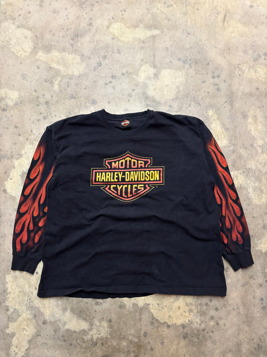 Vintage Harley Davidson Flame Shield long sleeve shirt XXL