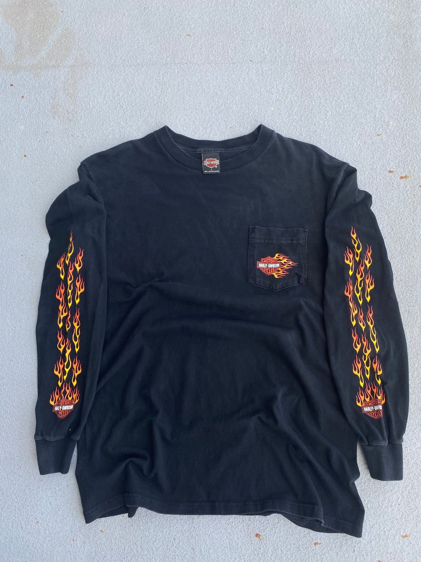 Vintage Harley Davidson Pocket Flame Long sleeve size large