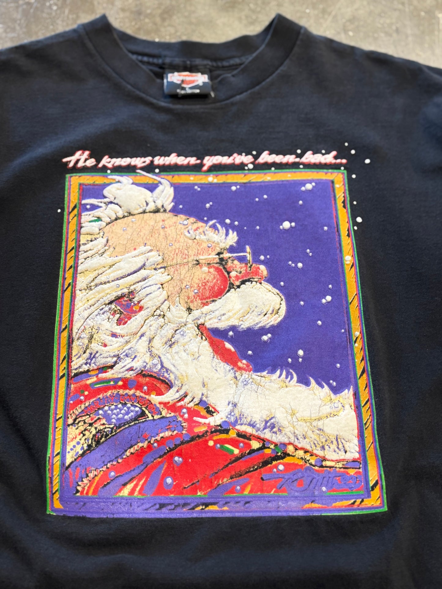 Vintage Harley Davidson Santa sihirt size large