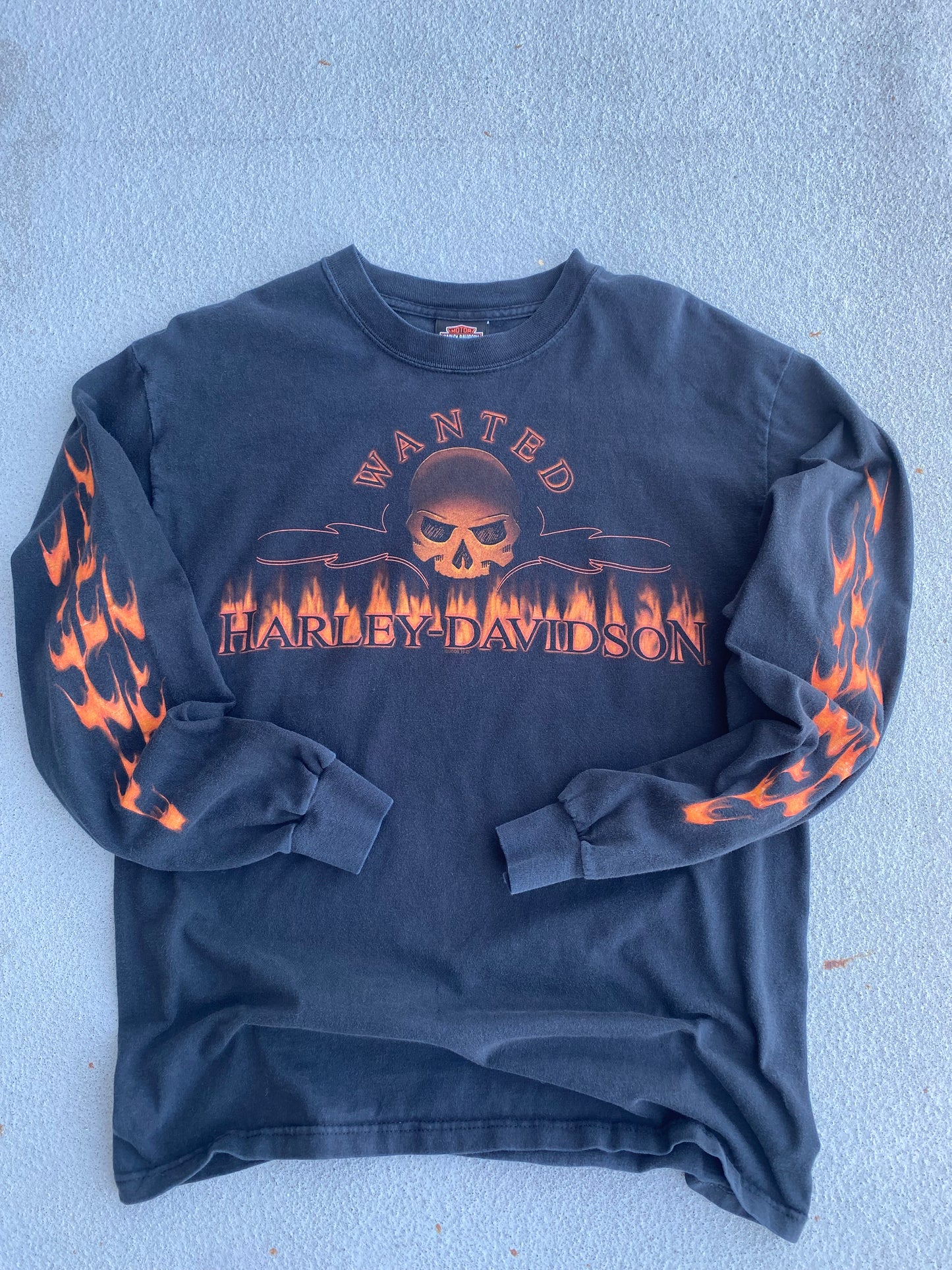 Harley Davidson Flaming Skull Electric city long sleeve size large