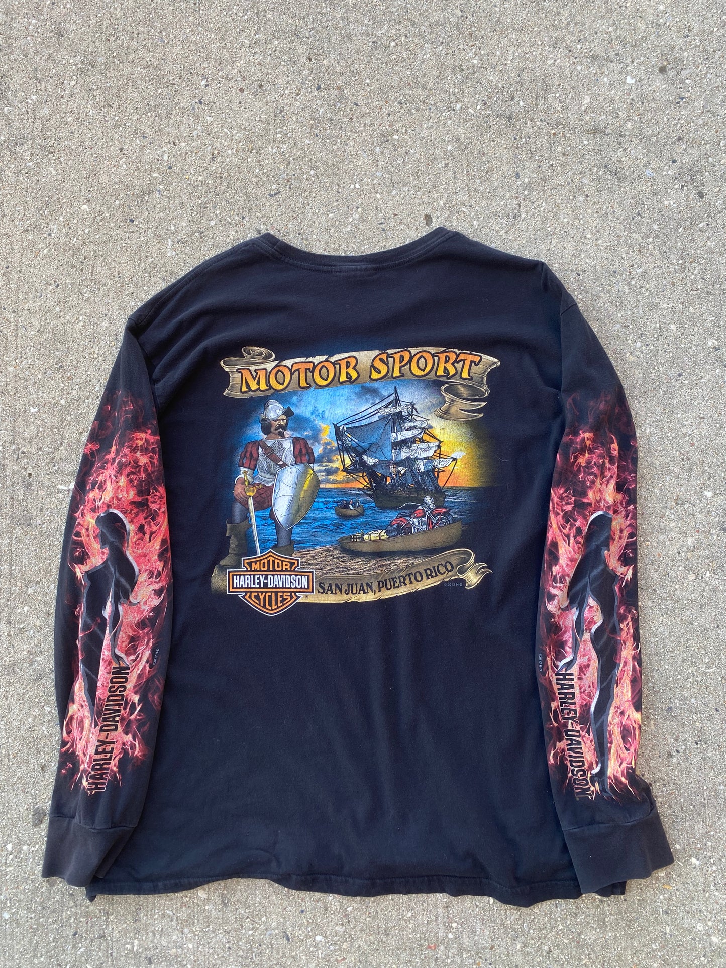 Harley Davidson Flaming girl long sleeve shirt size extra large