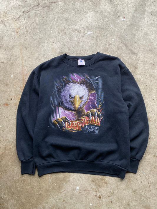 Vintage Lightning Born Wild Eagle sweatshirt size extra large