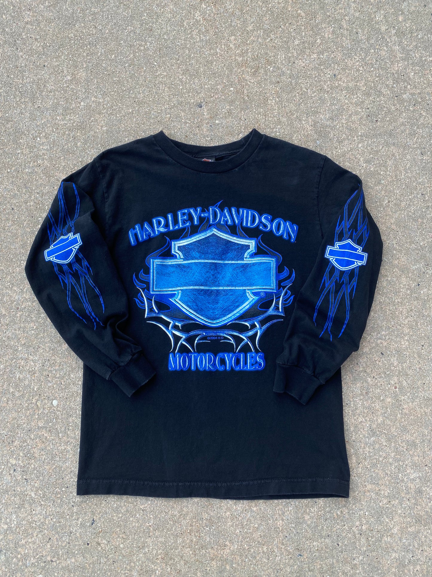 Vintage Harley Davidson blue flame long sleeve size small