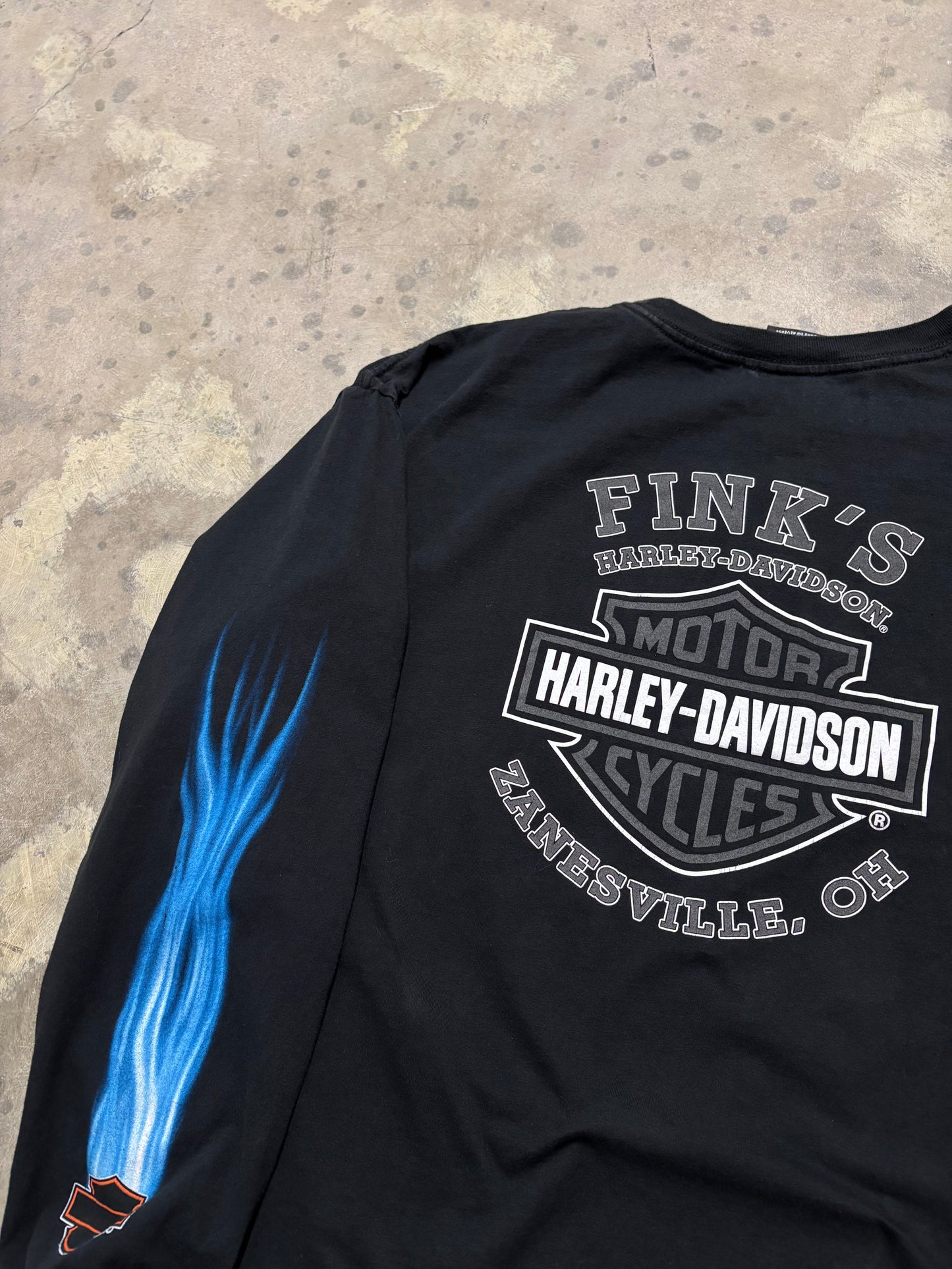 Vintage Harley Davidson blue smoke longsleeve shirt size XXL