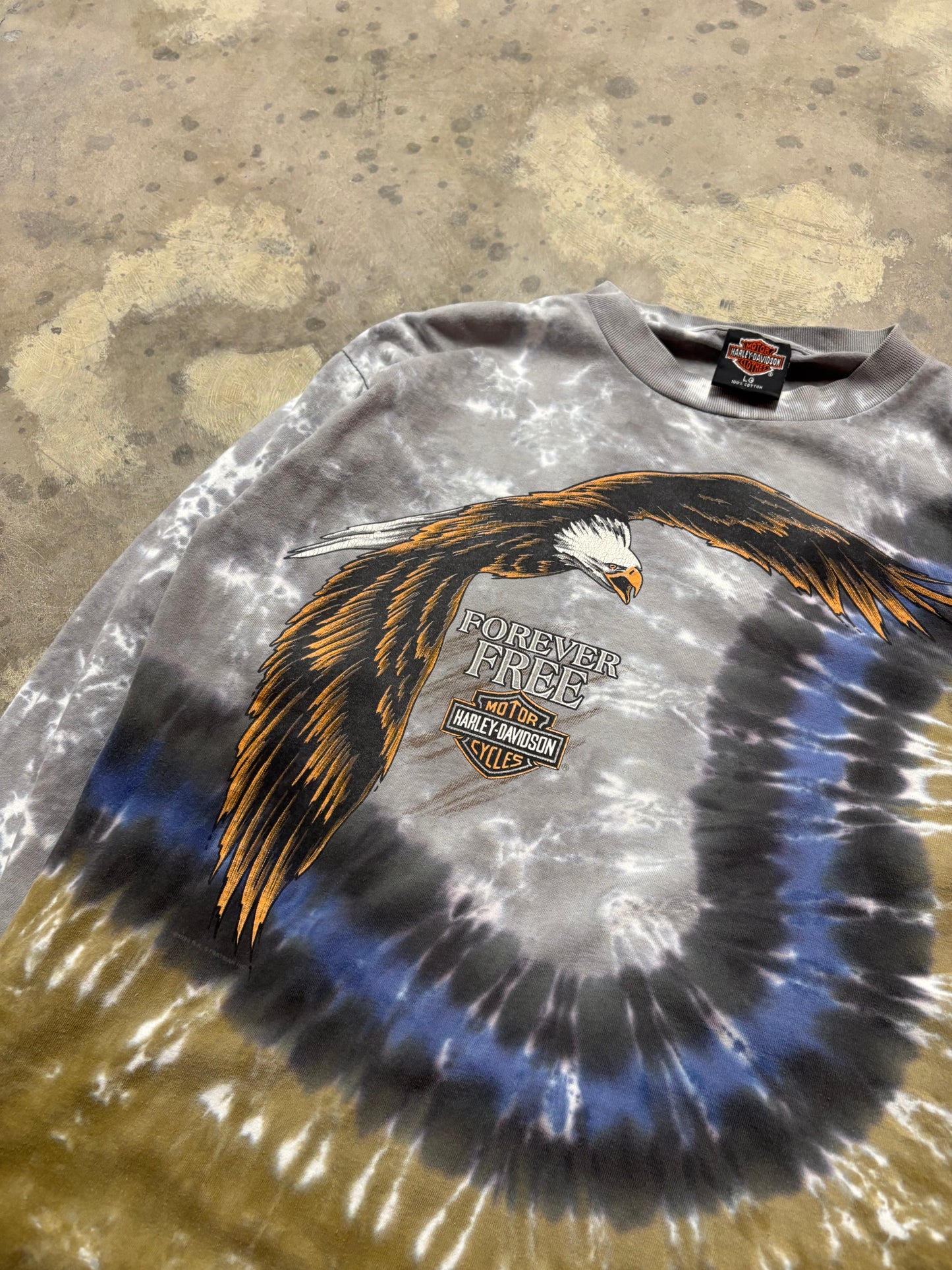 Vintage Harley Davidson Eagle Tie Dye long sleeve size large