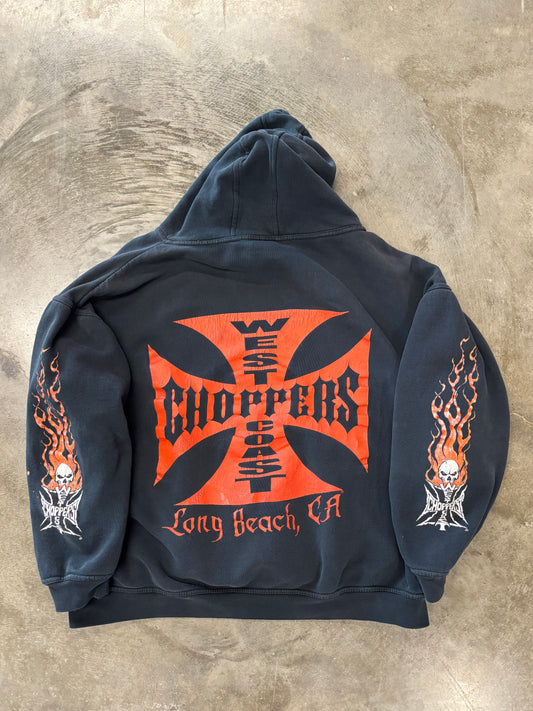 Vintage Boxy Thrashed West Coast choppers hoodie size large