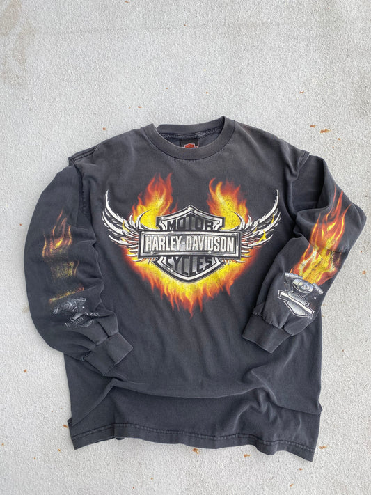 Harley Davidson Chrome flame longsleeve size large