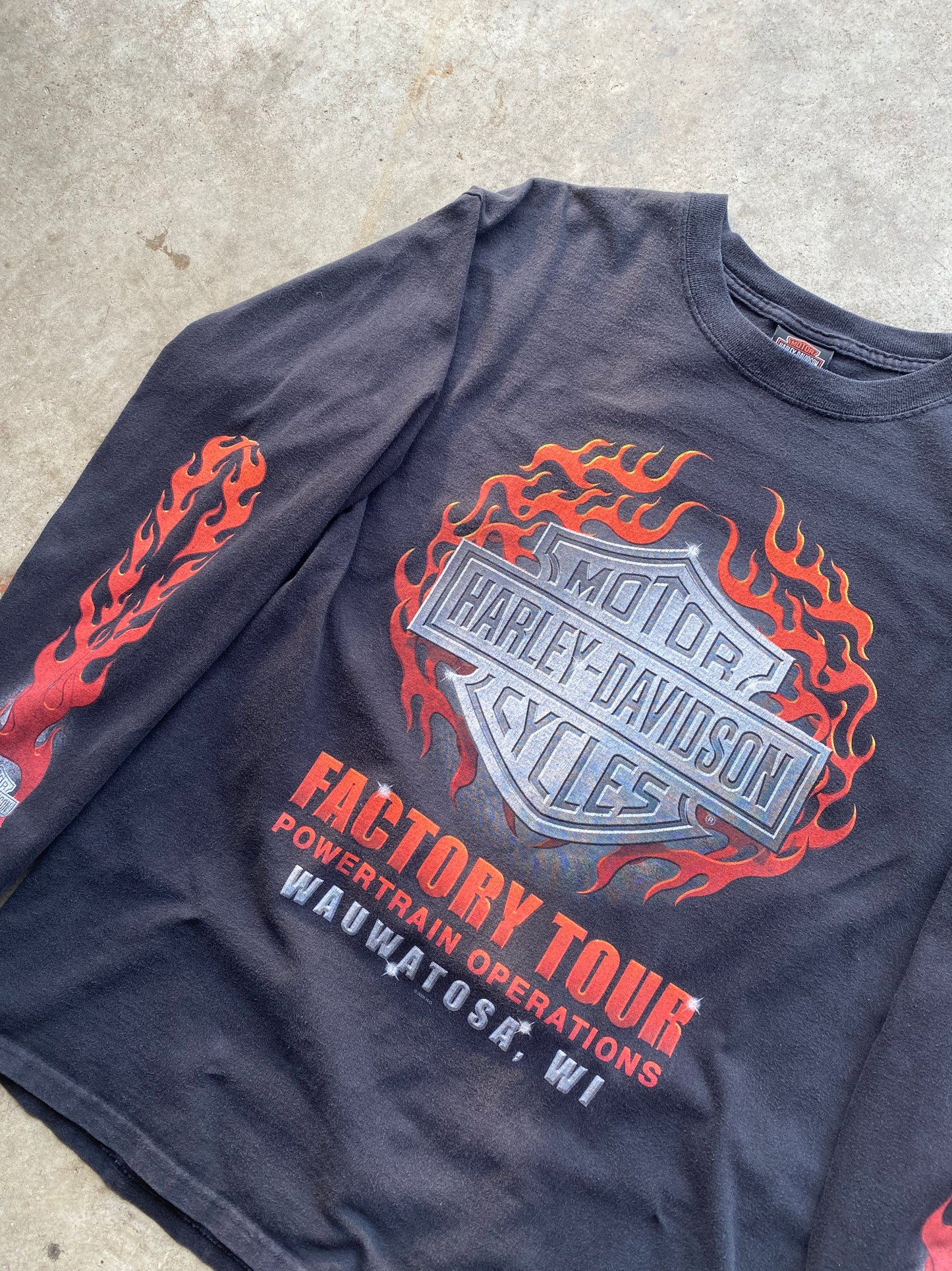 Vintage Chrome flame Harley Davidsons long sleeve shirt size XL