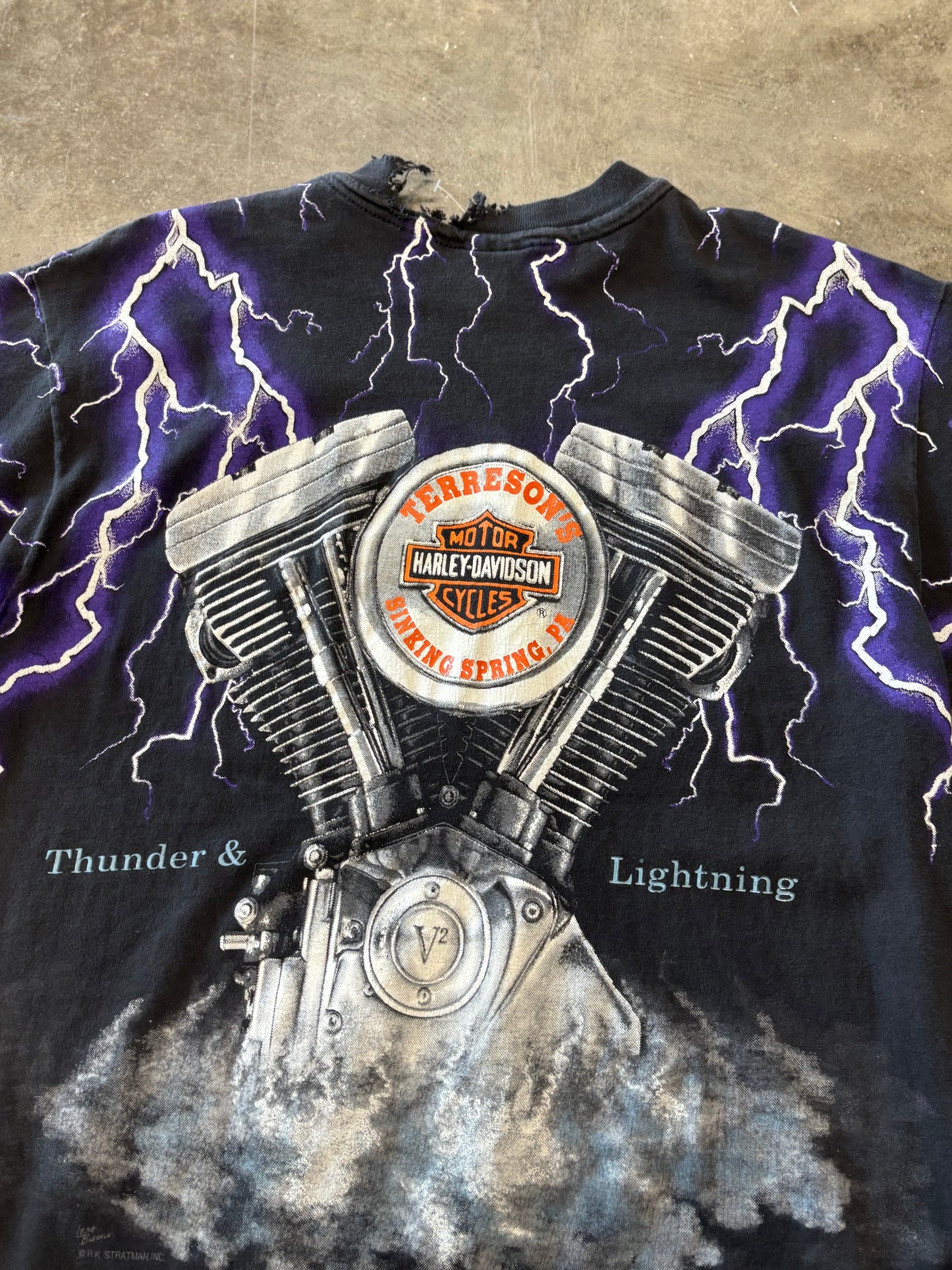 Vintage Harley Davidson Purple Lightning AOP shirt size large