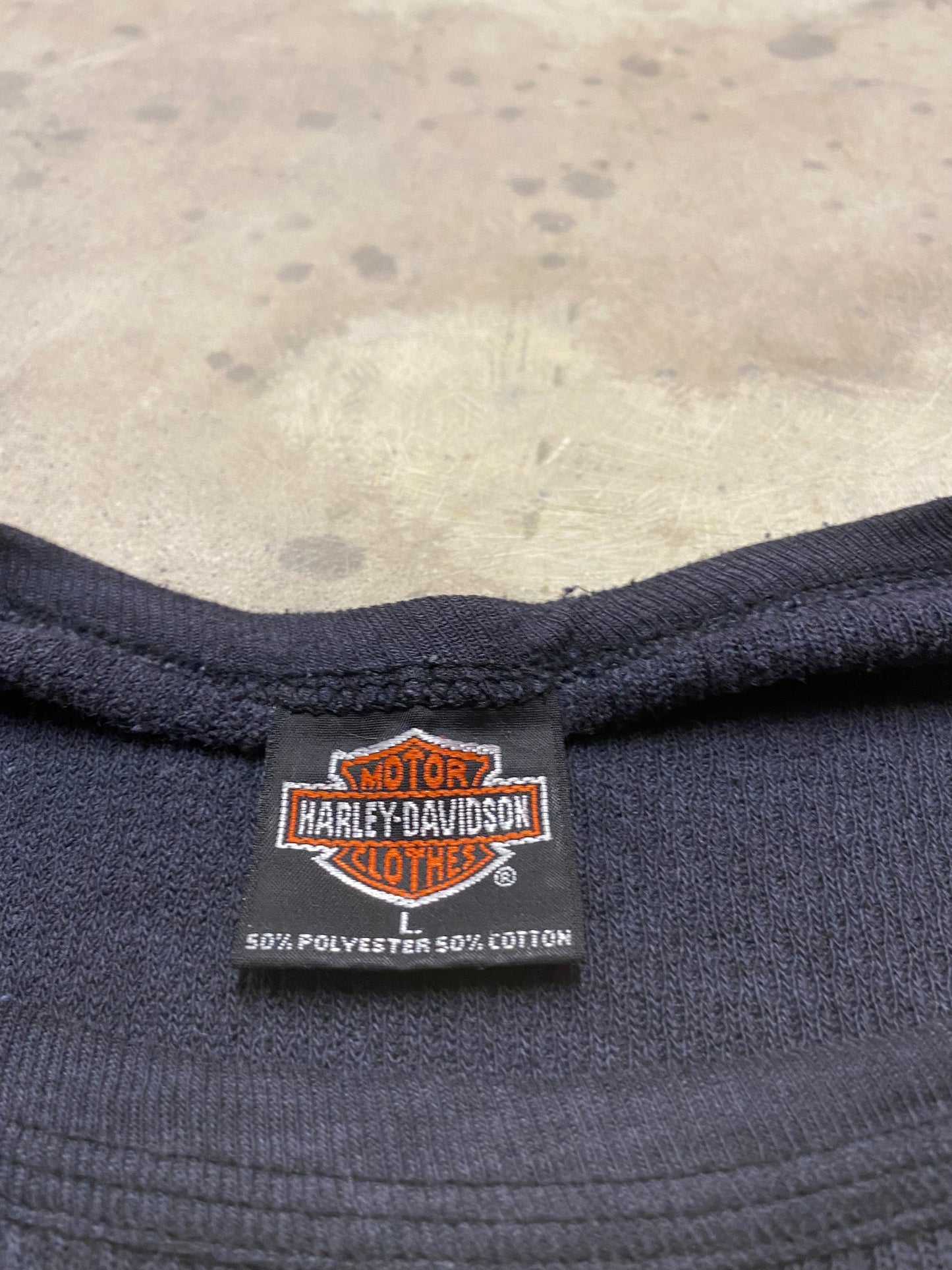 Vintage Harley Davidson Flaming shield thermal long sleeve size large