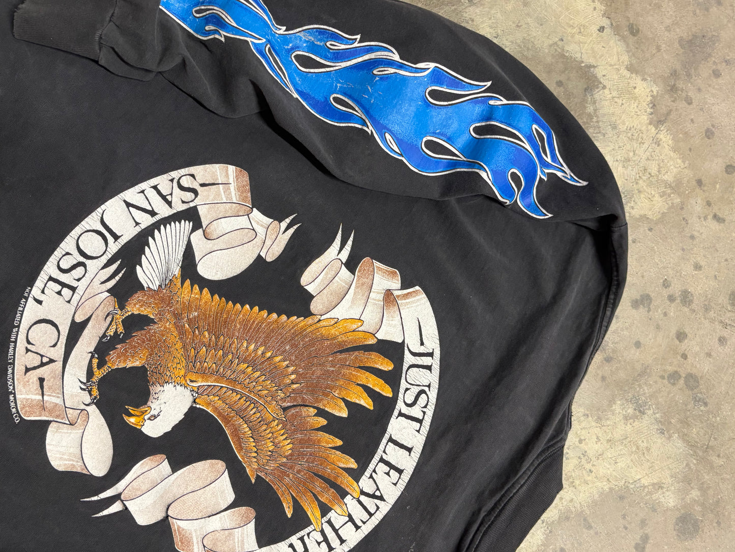 Vintage Harley Davidson Blue Flame Hoodie size extra large